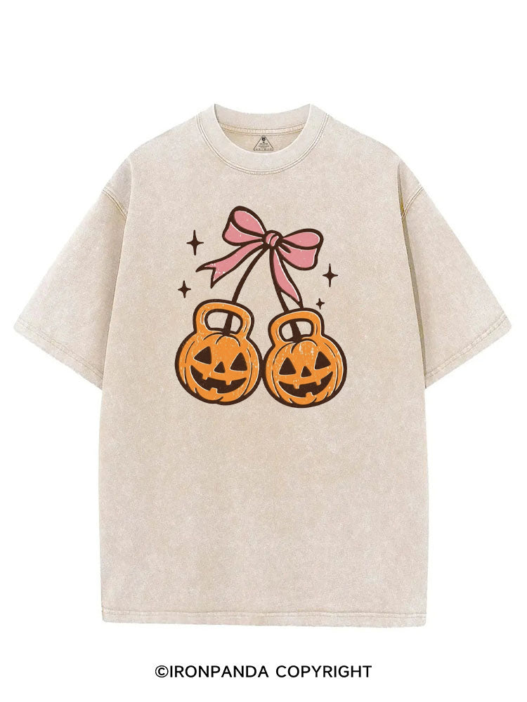 CHERRY PUMPKIN KETTLEBELL HALLOWEEN VINTAGE GYM SHIRT