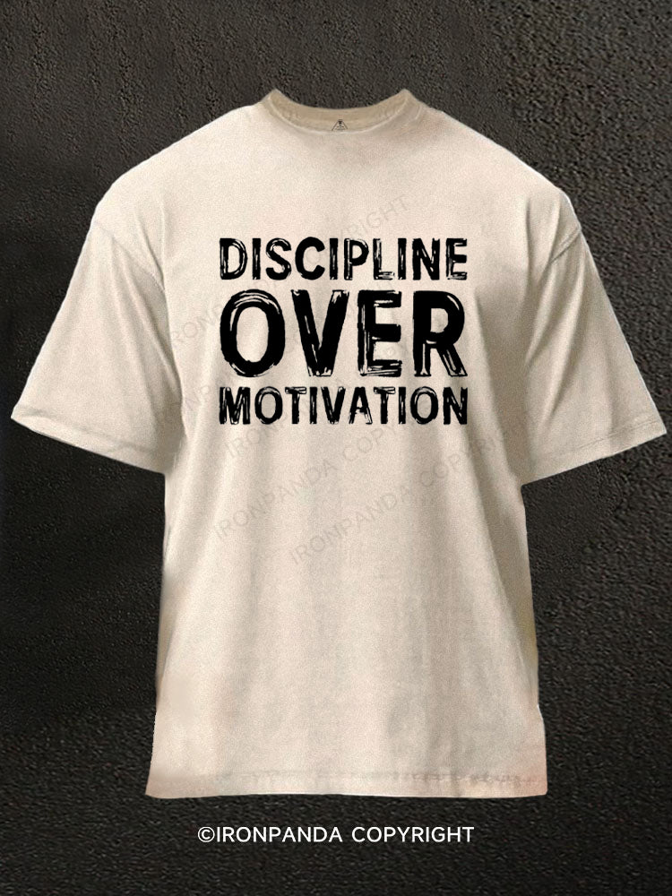 Discipline Over Motivation Washed Gym Shirt