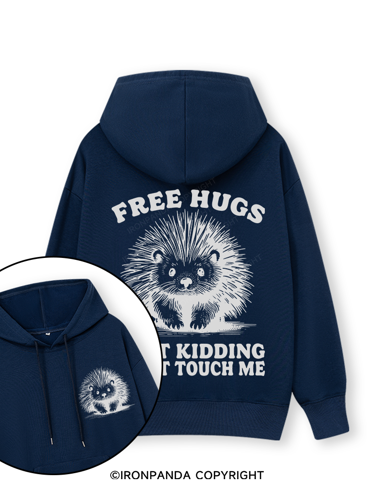 Free Hugs Just Kidding Don't Touch Me Lion Double-Sided Printed Classic Gym Hoodie