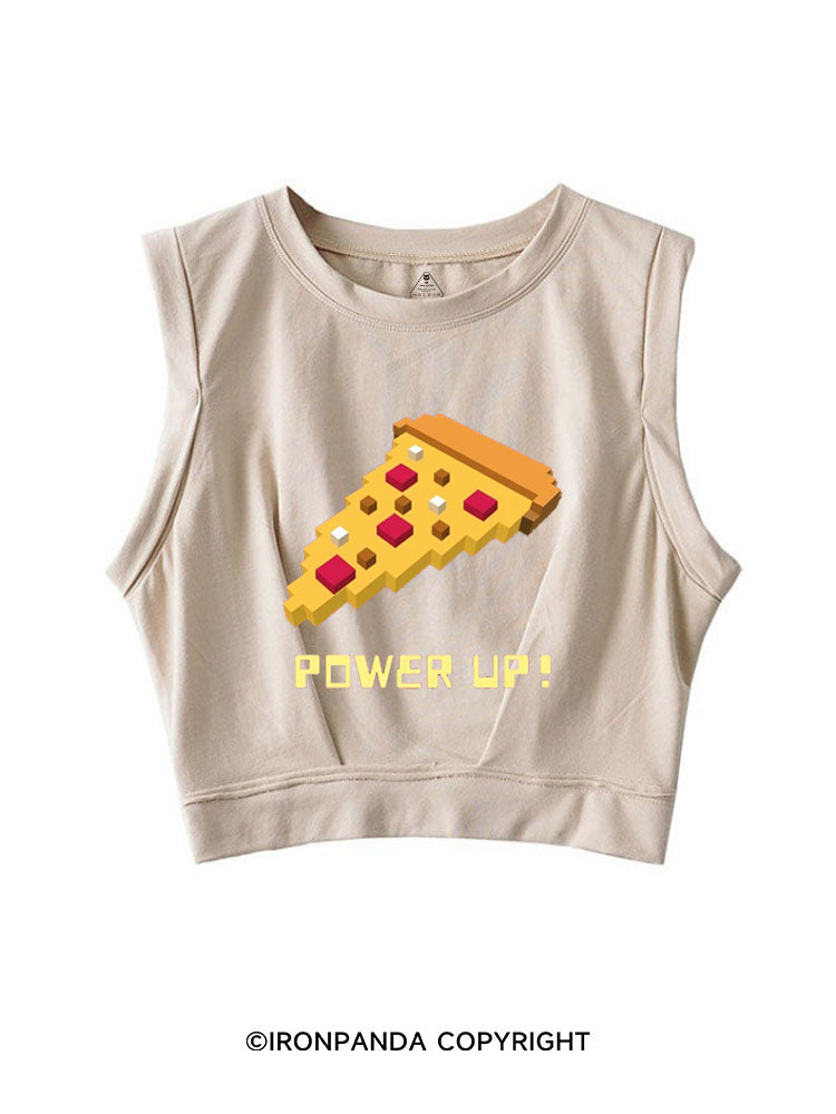 POWER UP! CHEAT DAY PIZZA SLEEVELESS CROP TOPS