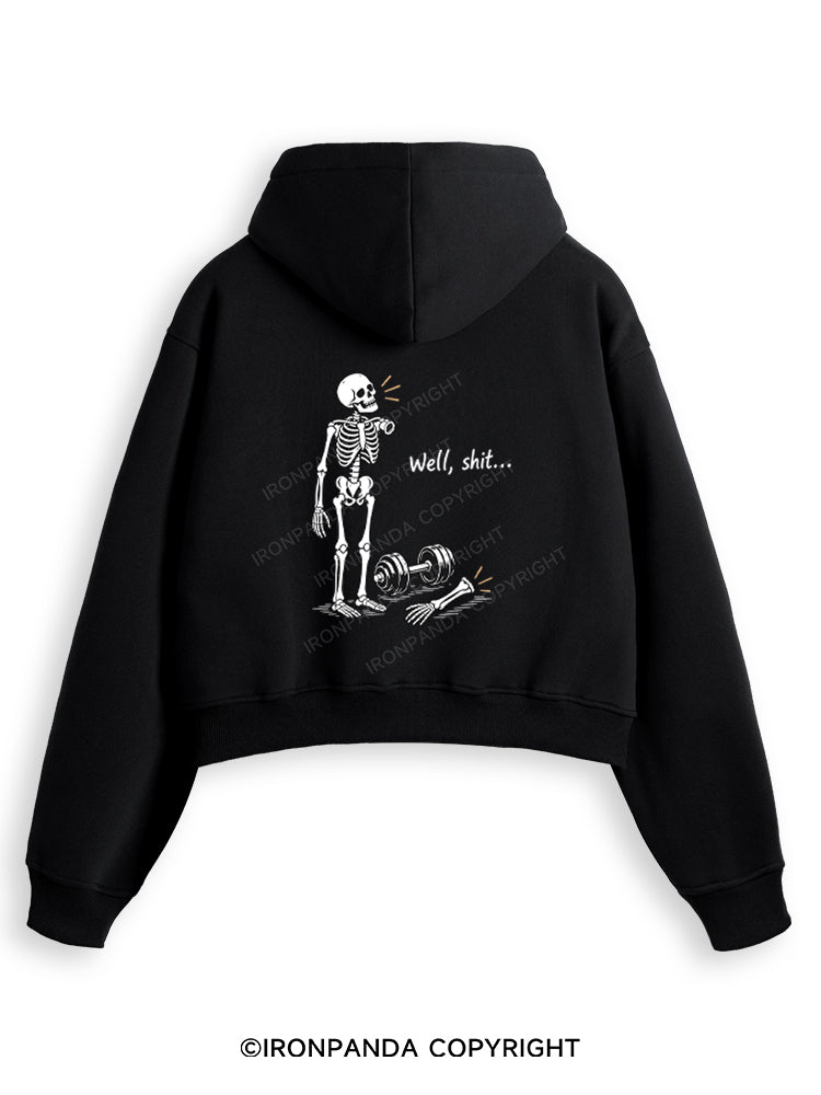 Well Shit Skeleton Fleece Crop Zip Up Hoodie