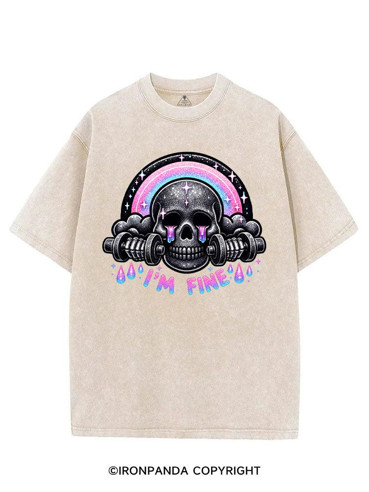I'M FINE SPARKLE SKELETON VINTAGE GYM SHIRT