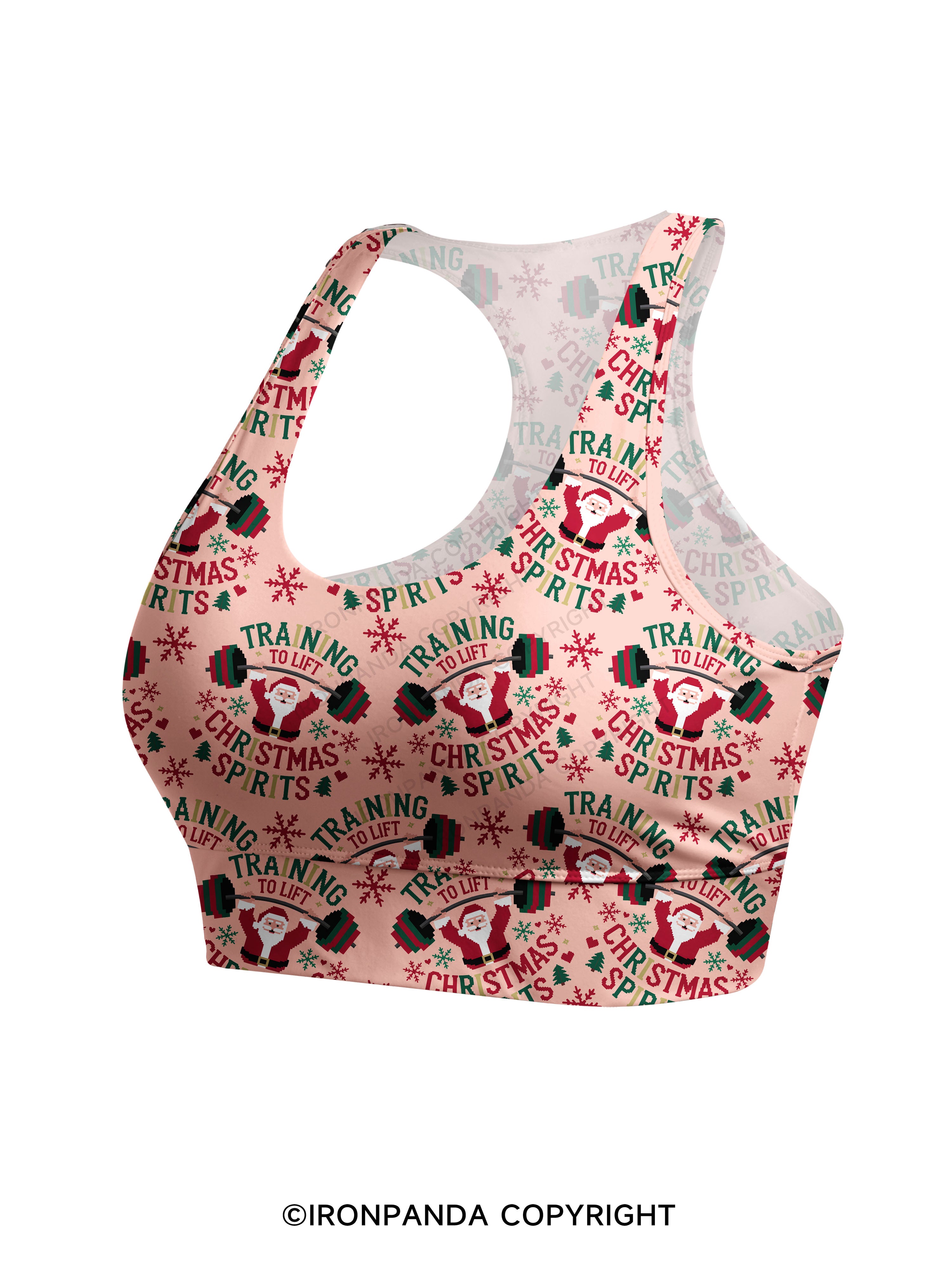 training to lift christmas spirits Racerback Sports Bra