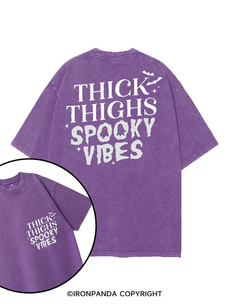 THICK THIGHS SPOOKY VIBES GHOST GYM printed Gym Shirt