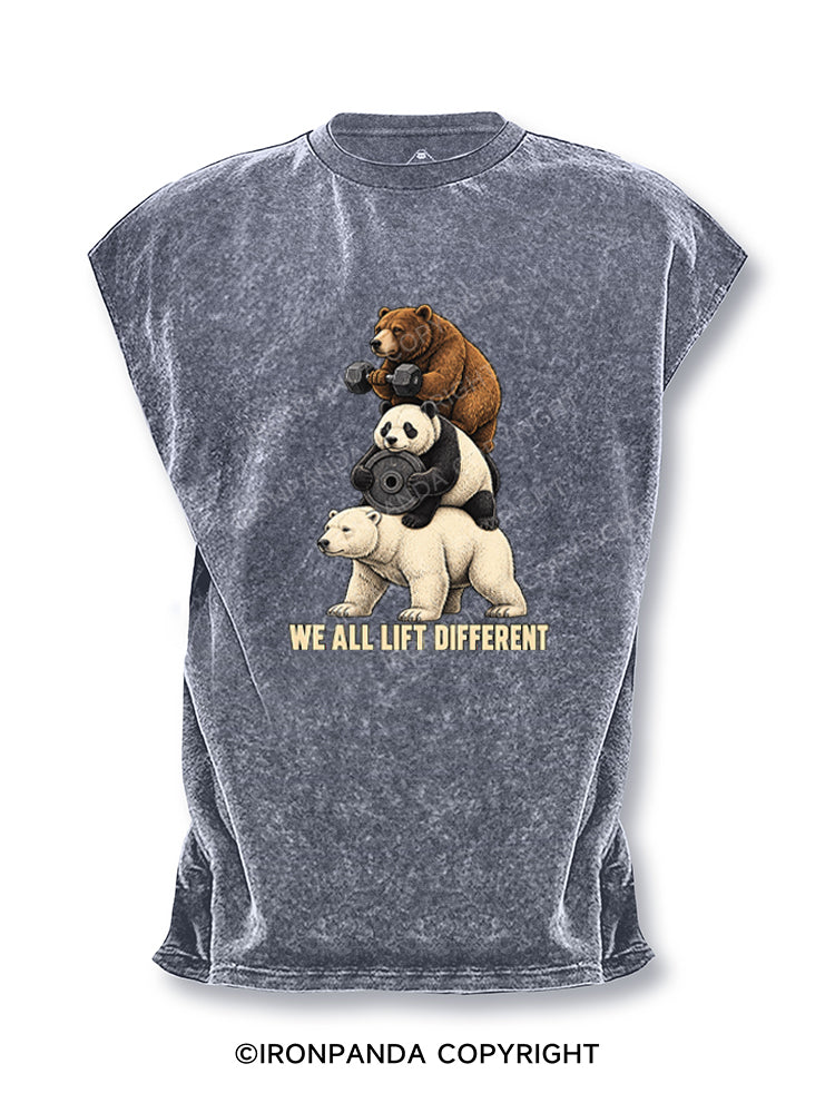 WE ALL LIFT DIFFERENT FUNNY Cut Off Tank