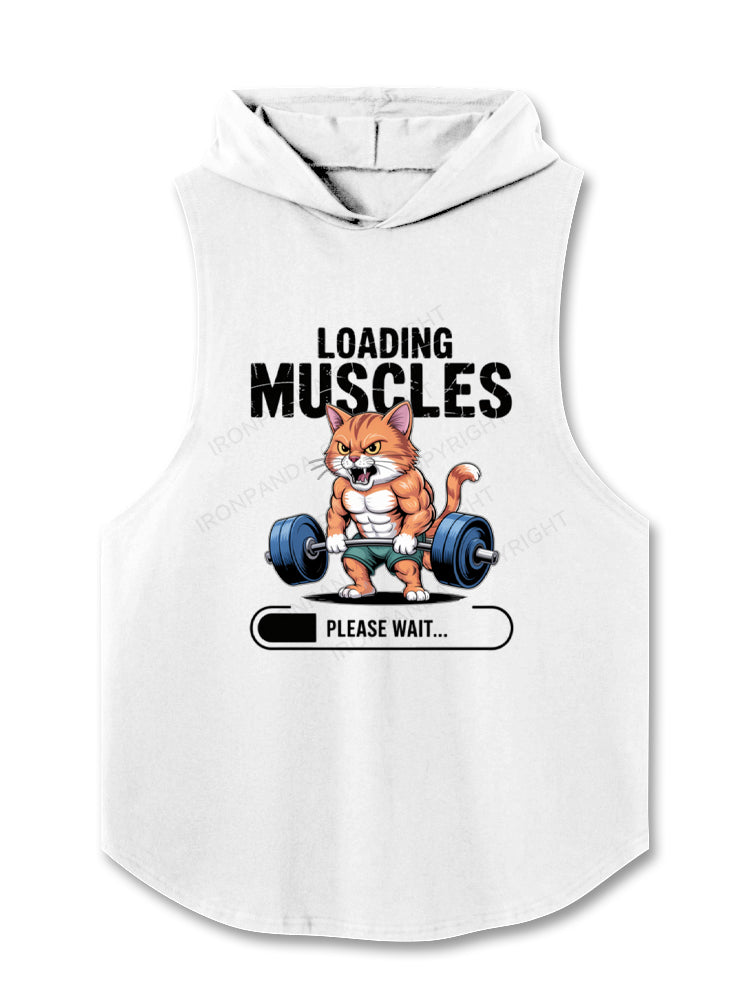 Loading Muscles Cat Lifting Weights Hooded Tank