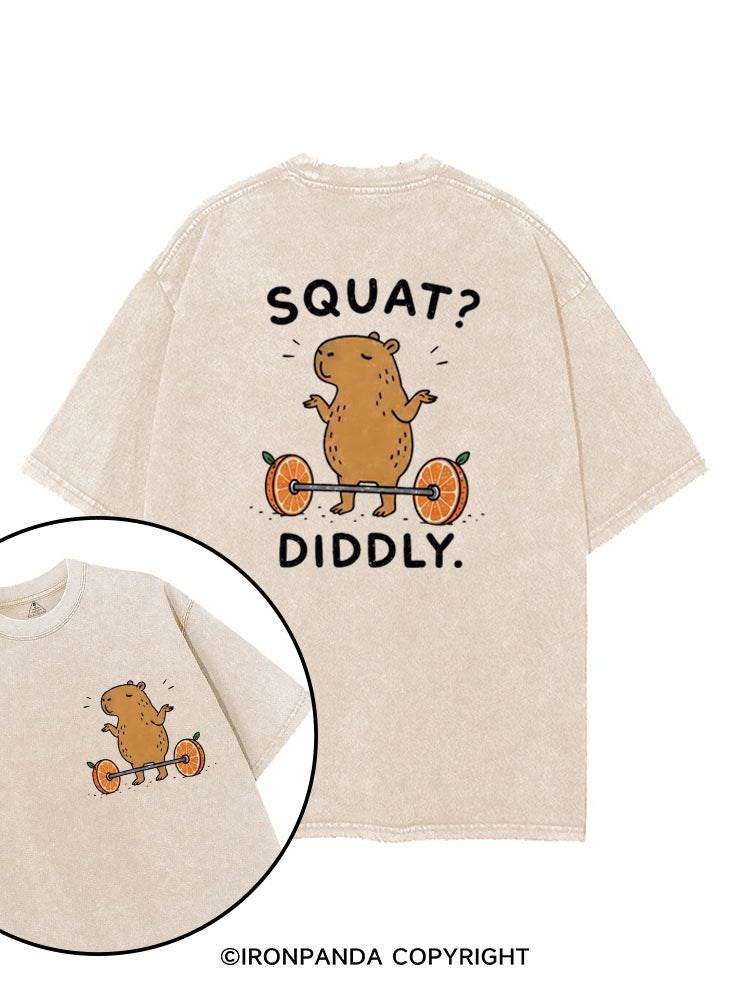 Capybara Squat Diddly printed Gym Shirt