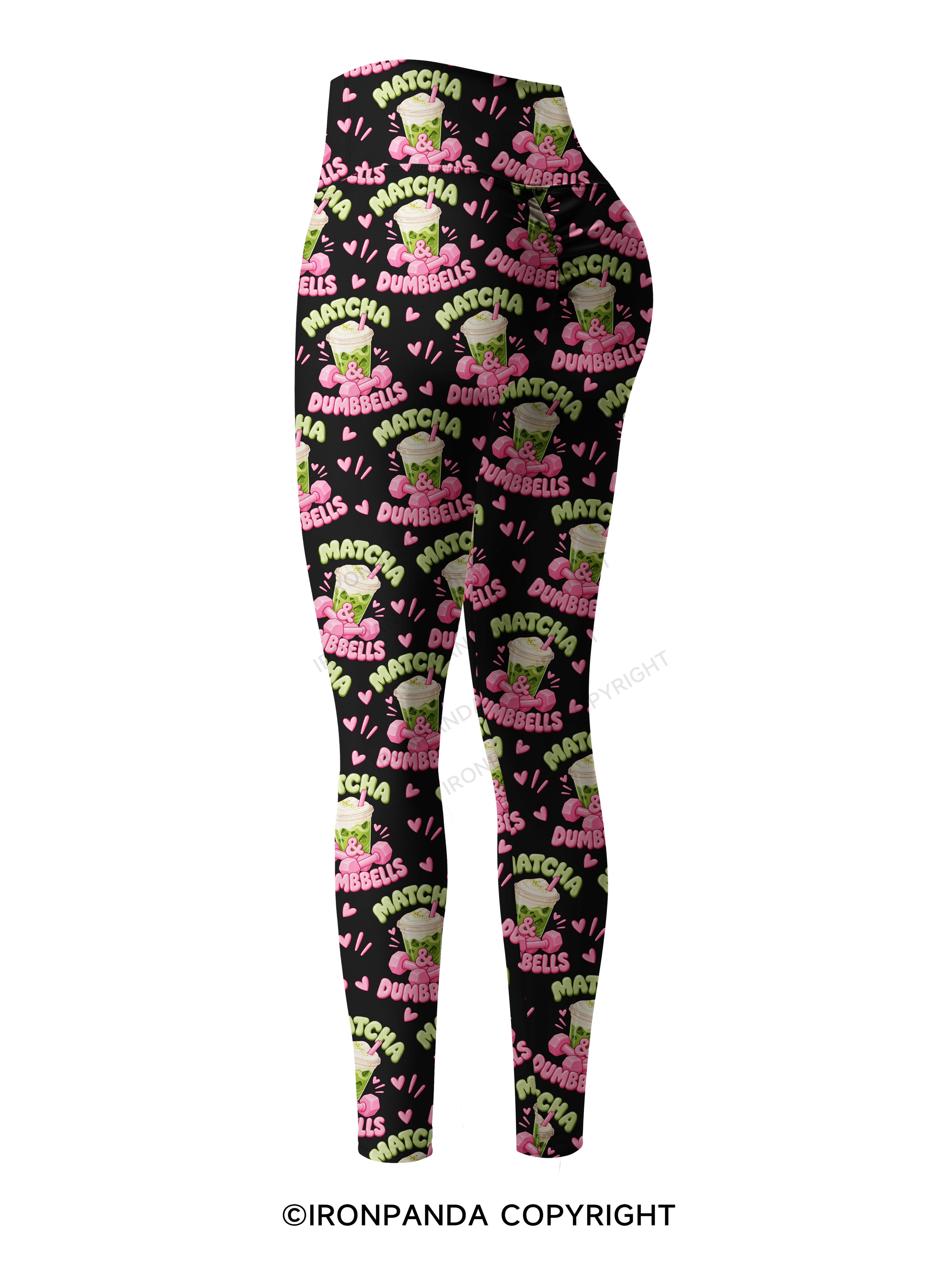 MATCHA & DUMBBELLS MATCHA GYM LOVER Printed Yoga Pants