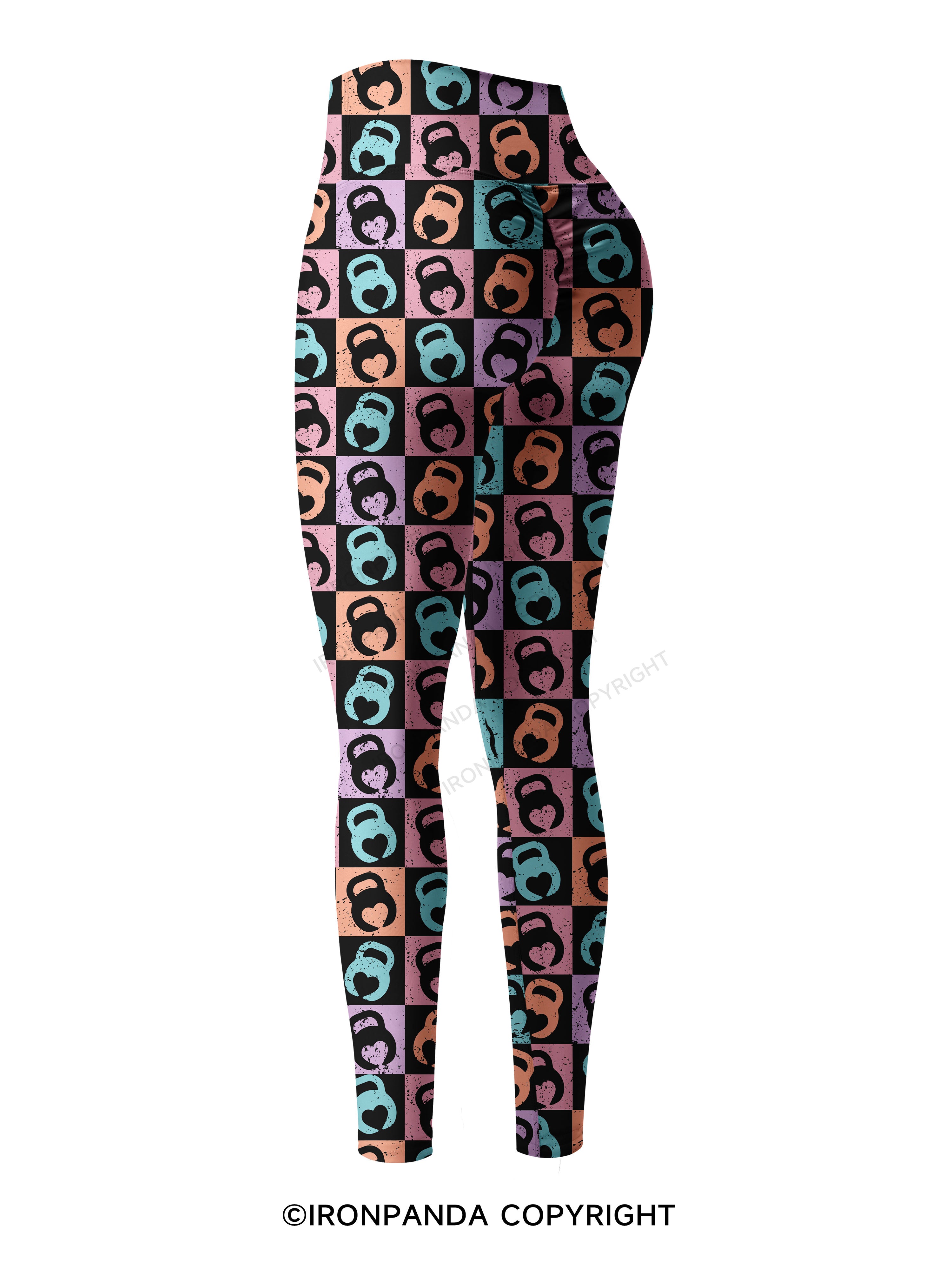 COLORS KETTLEBELL HEART Printed Yoga Pants