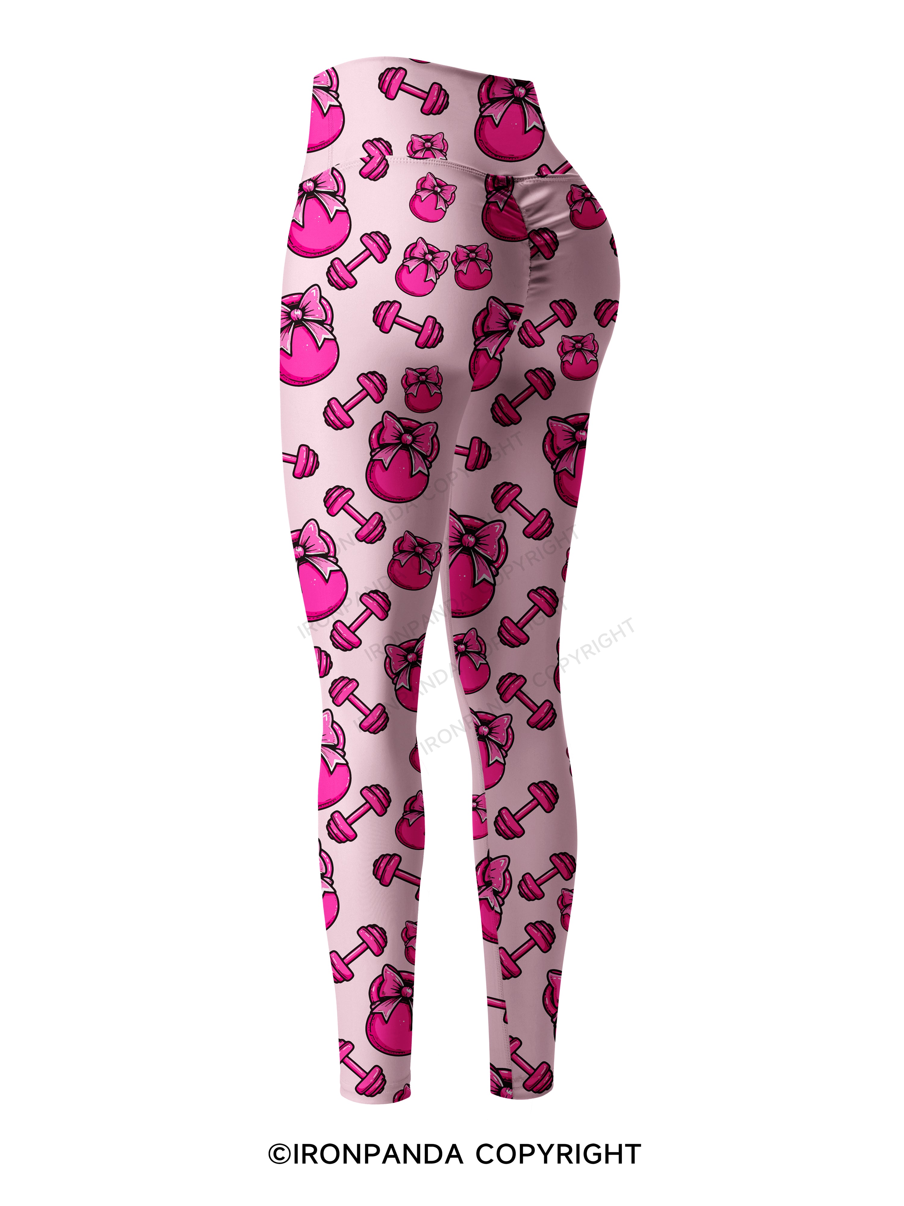 Pink Bow Gym Printed Yoga Pants