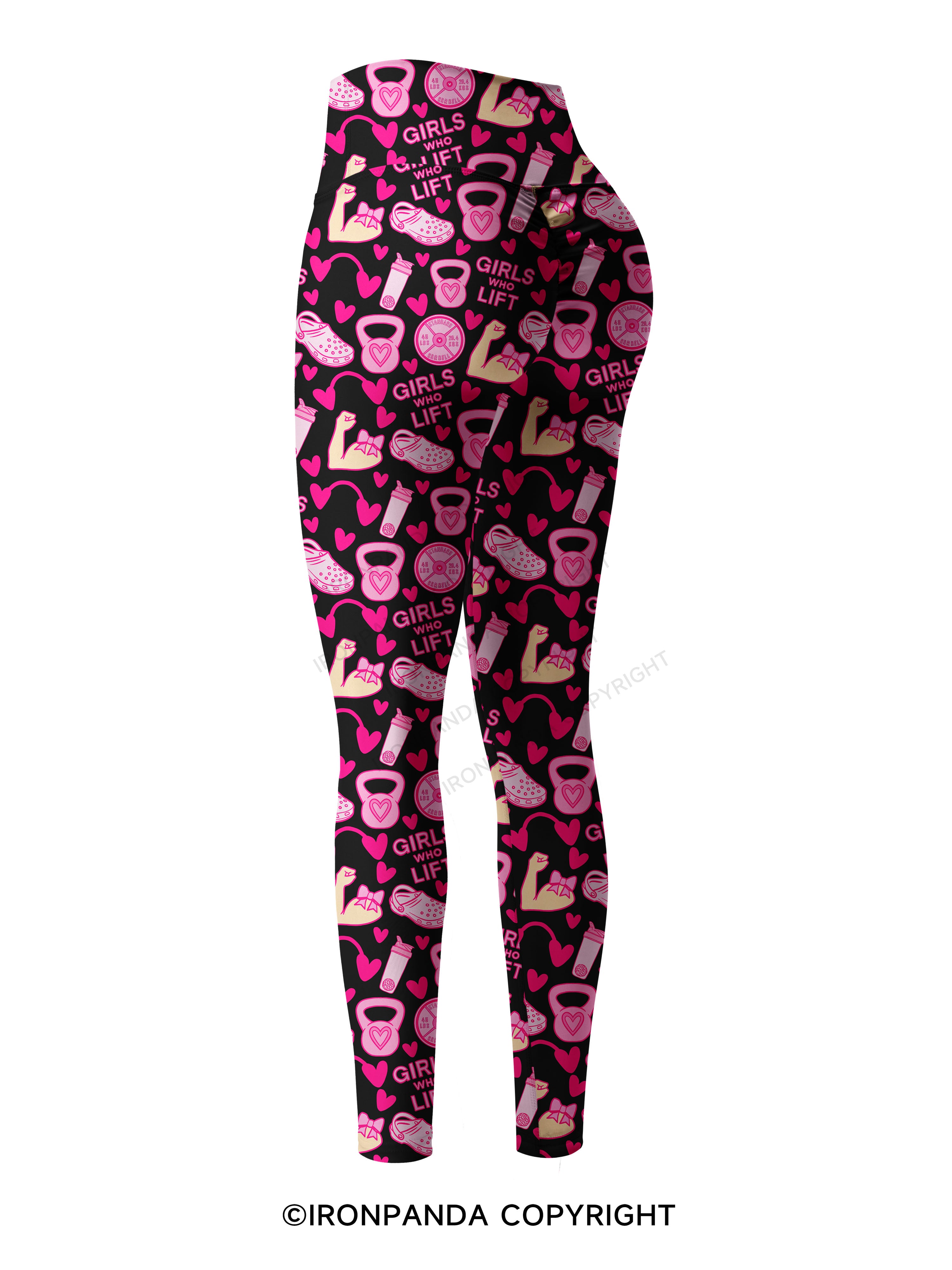 GIRLS WHO LIFT PINK GYM STYLE Printed Yoga Pants