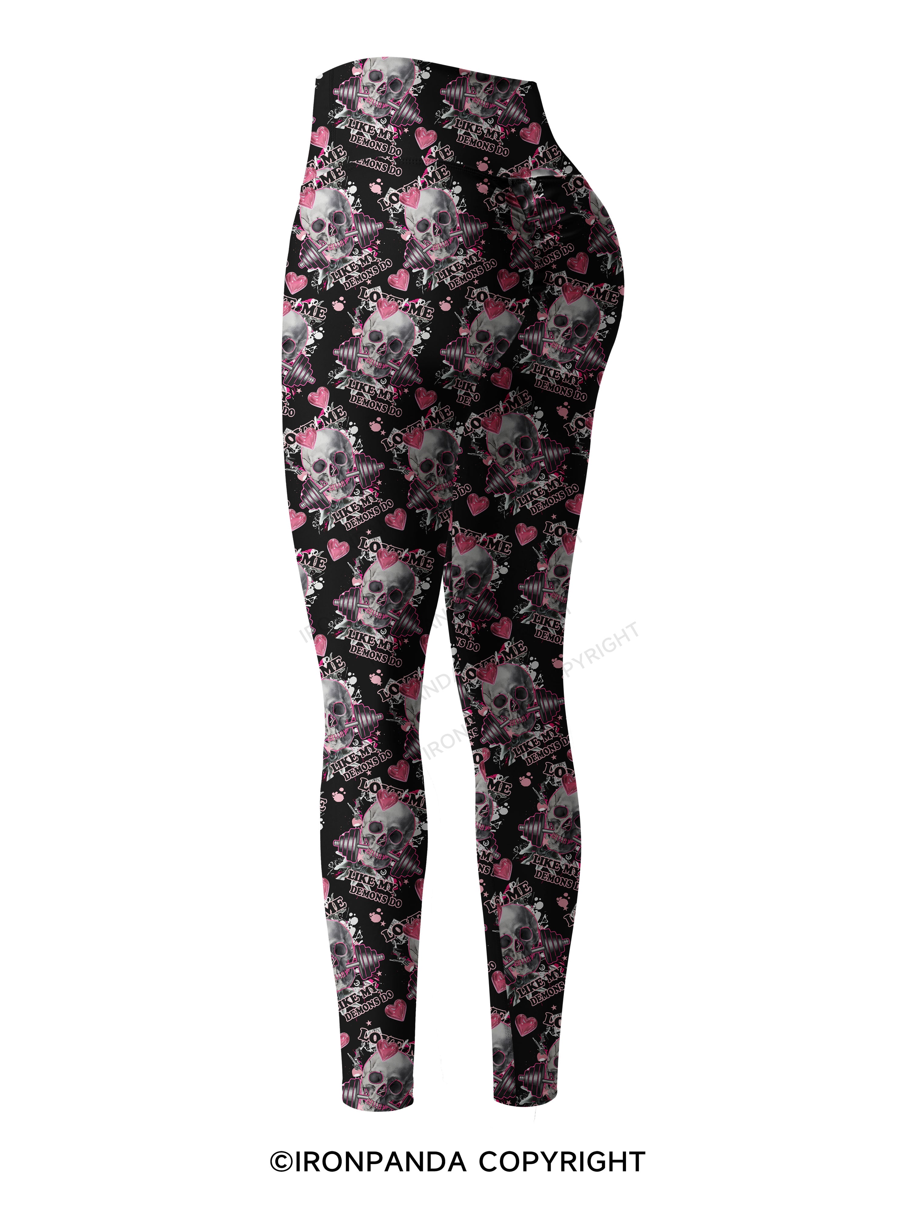 LOVE ME LIKE MY DEMONS DO Printed Yoga Pants