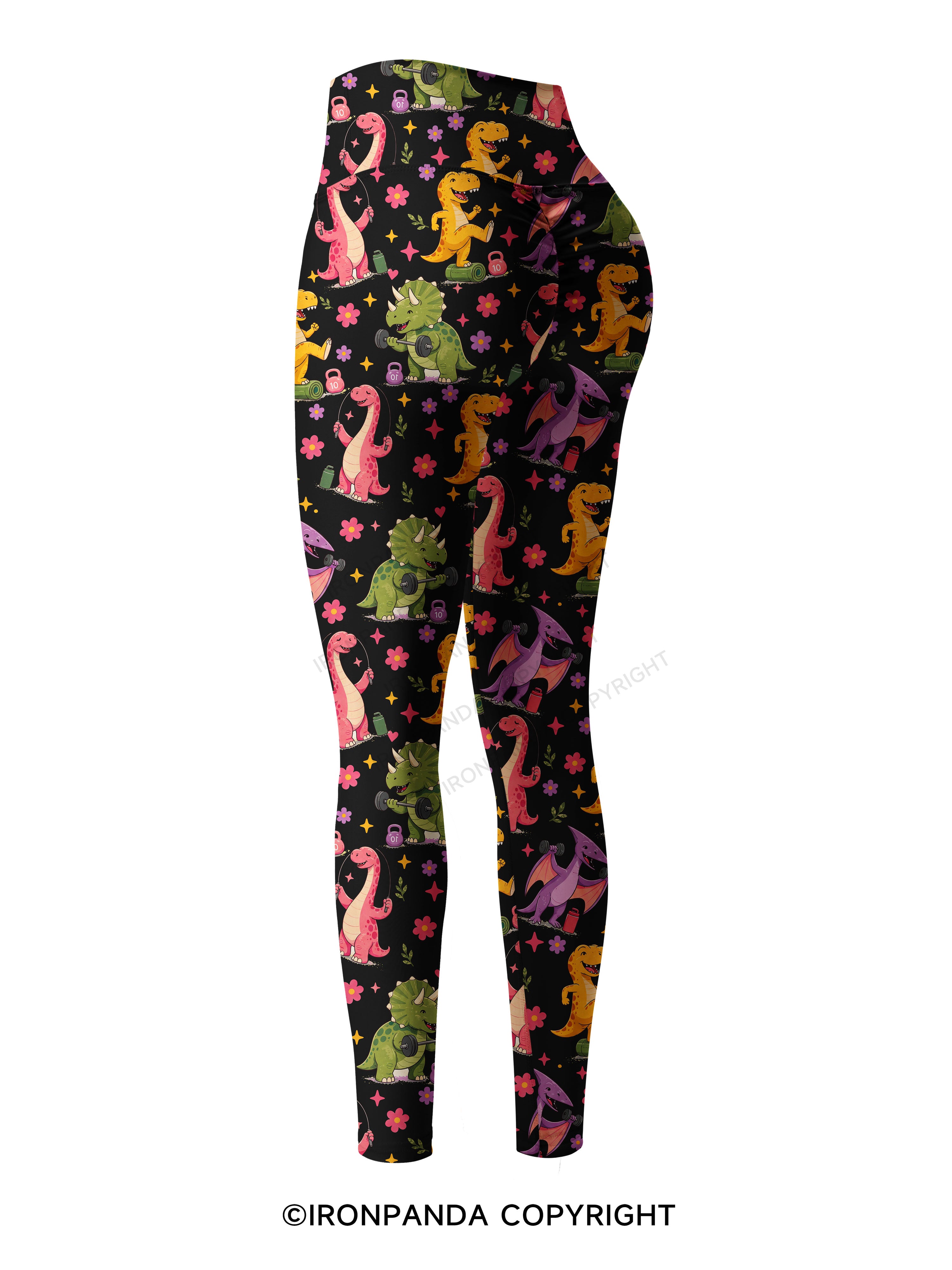 DINOSAURS DIDN'T EXERCISE. WE ALL SAW HOW THAT ENDED Printed Yoga Pants