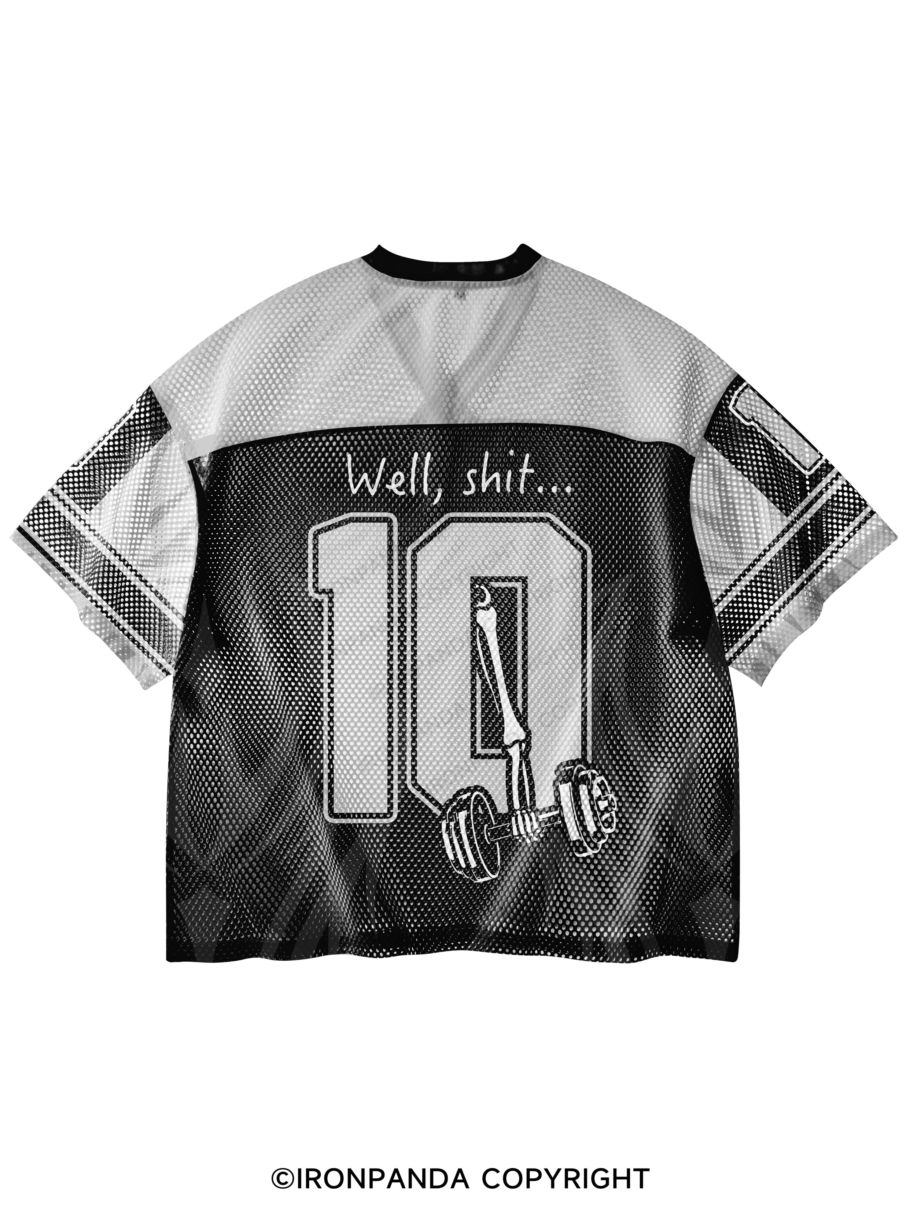 Well Shit Funny Skeleton V-Neck Open Hole Mesh Top