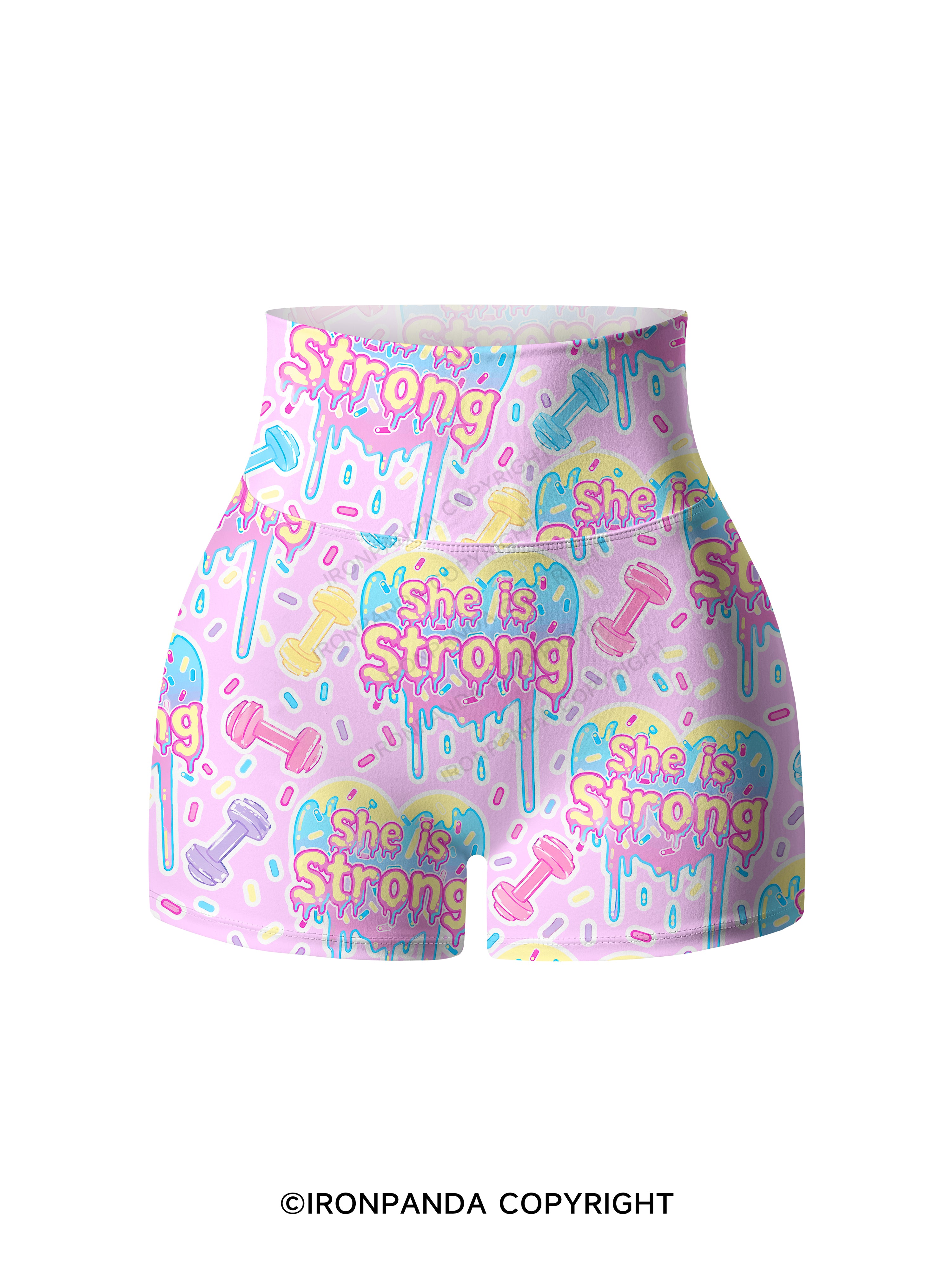 she is strong heart Printed Yoga Shorts