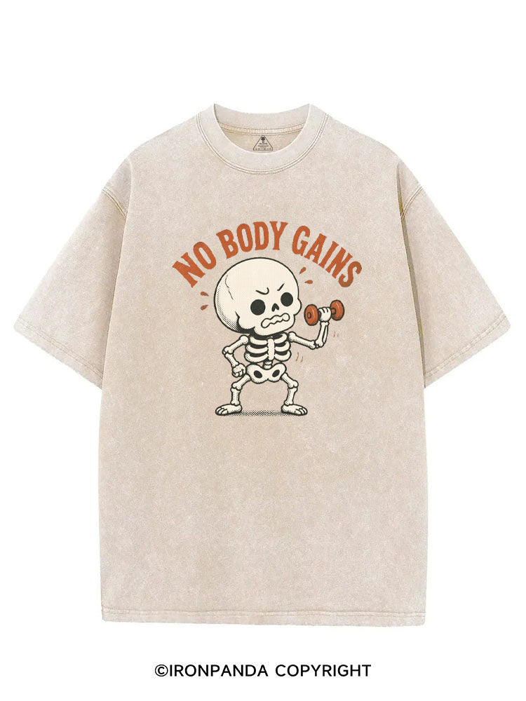 NO BODY GAINS SKELETON VINTAGE GYM SHIRT