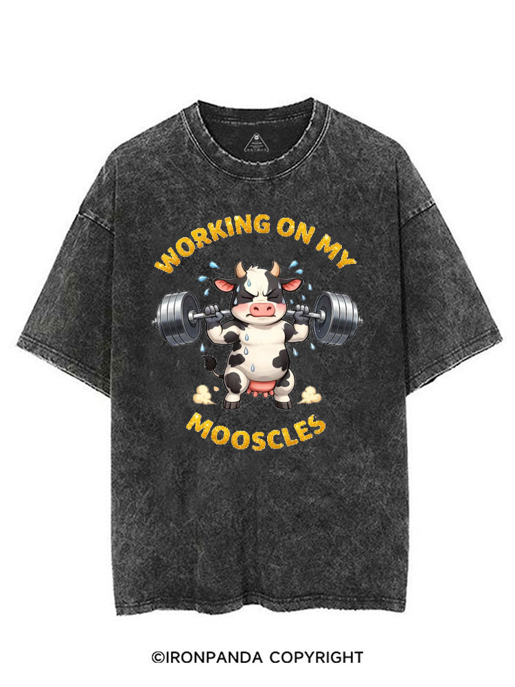 WORKING ON MY MOOSCLES GYM VINTAGE GYM SHIRT