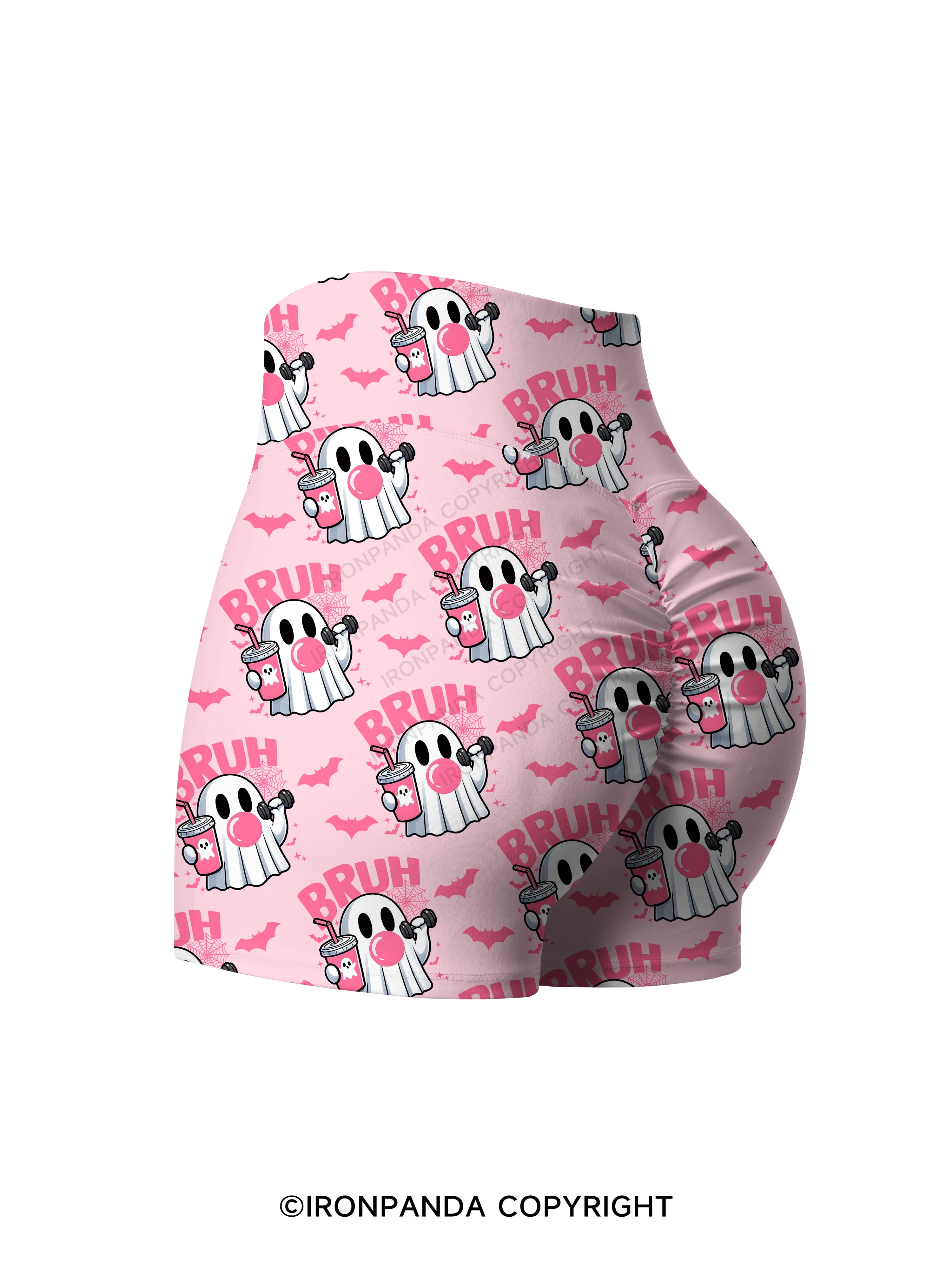 BRUH GHOST Printed Yoga Shorts