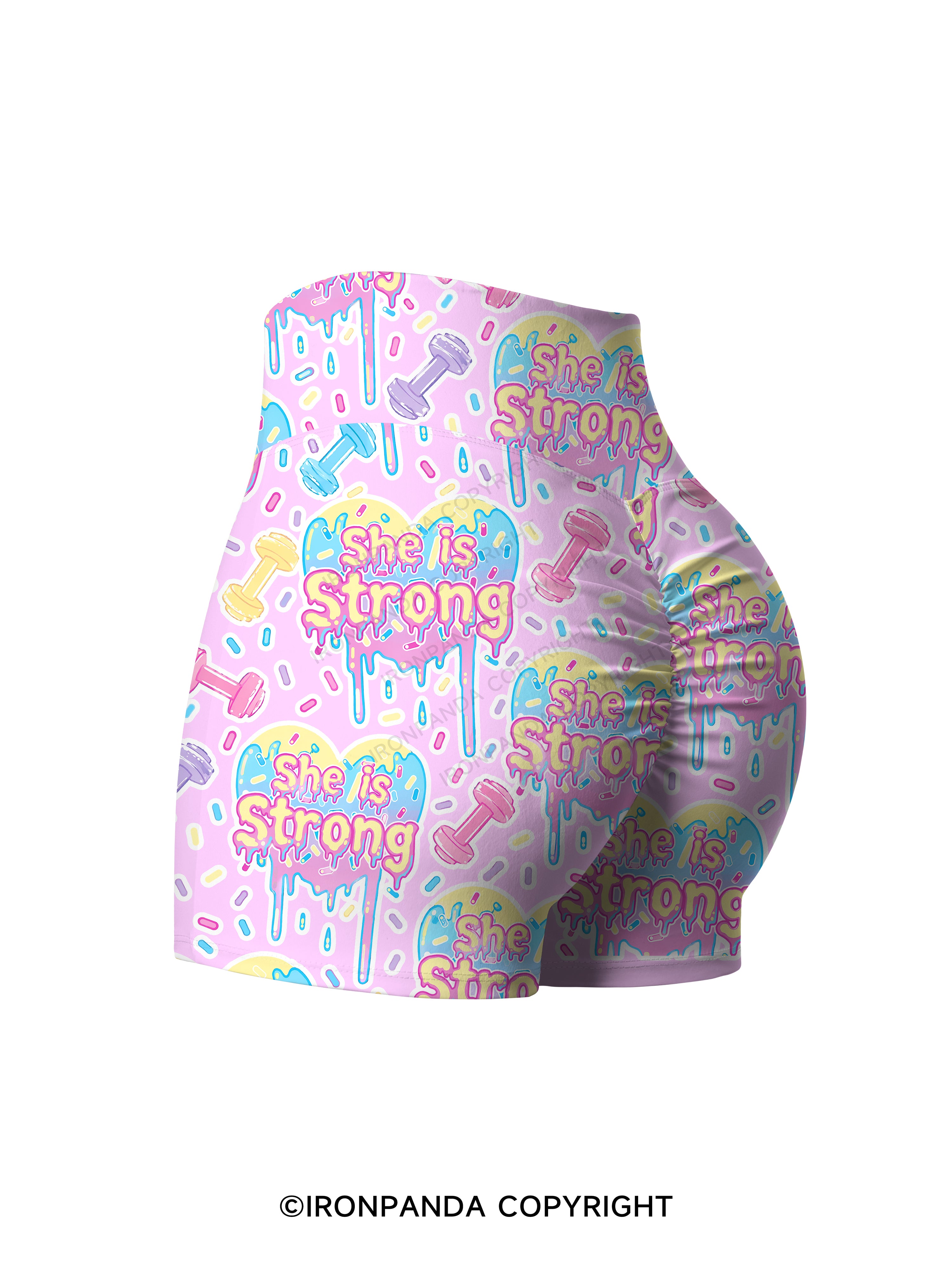she is strong heart Printed Yoga Shorts
