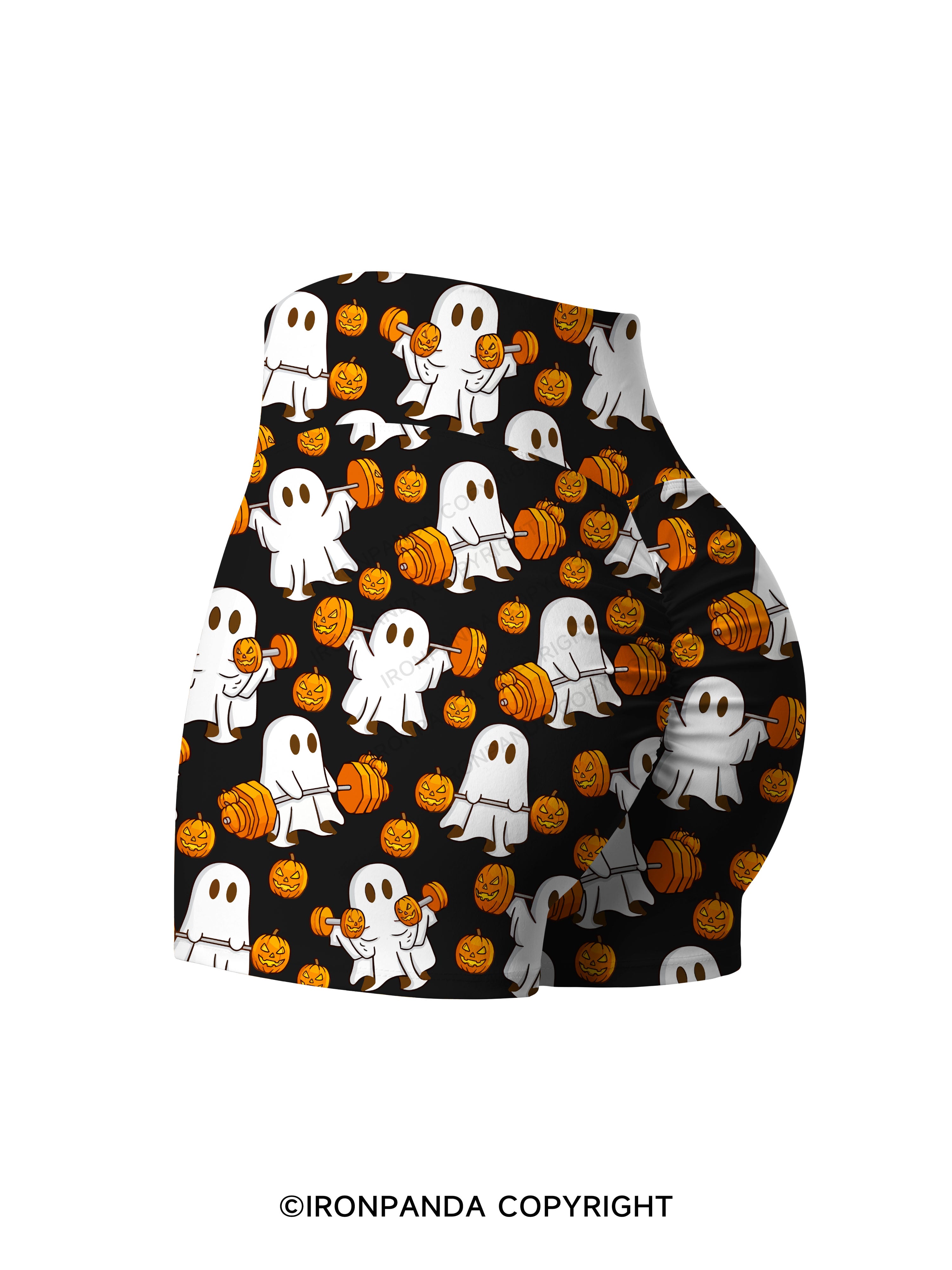 WEIGHT LIFTING GHOSTS FUNNY FITNESS Printed Yoga Shorts