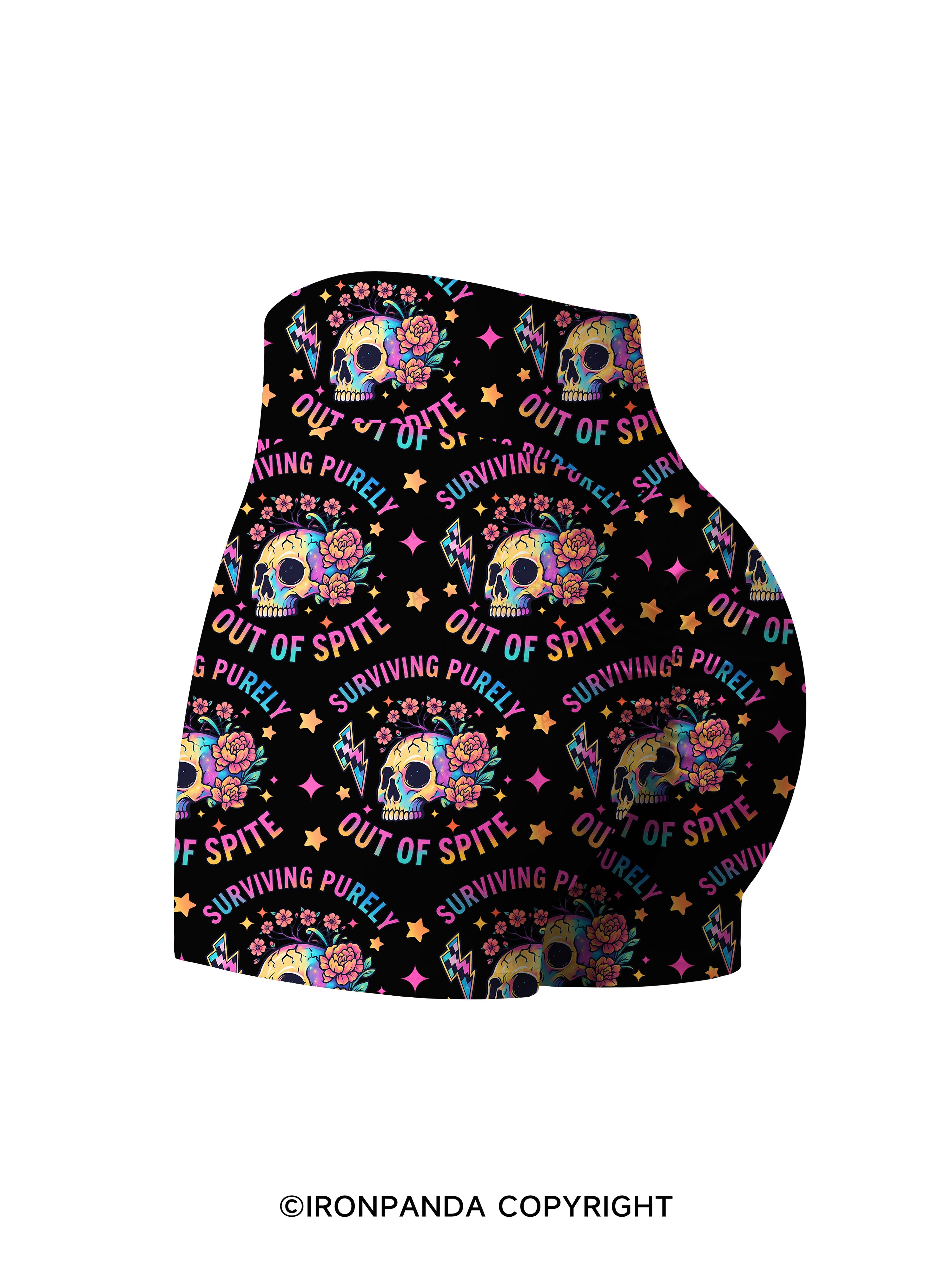 SURVIVING PURELY OUT OF SPITE SKELETON Printed Yoga Shorts