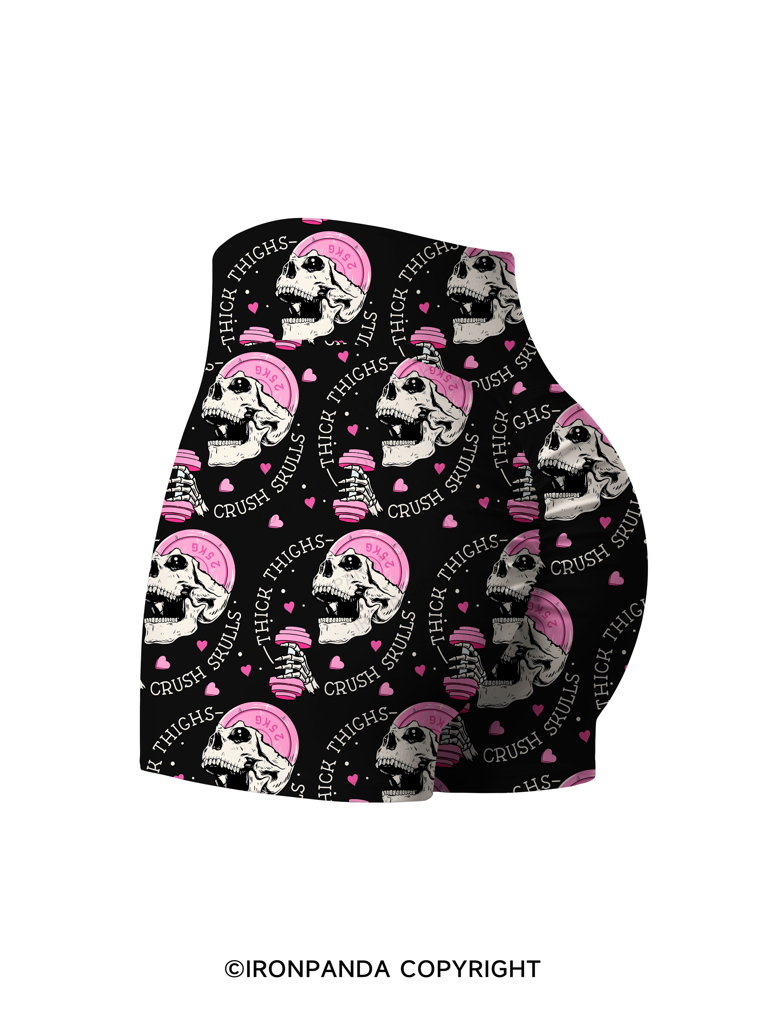 THICK THIGHS CRUSH SKULLS Printed Yoga Shorts