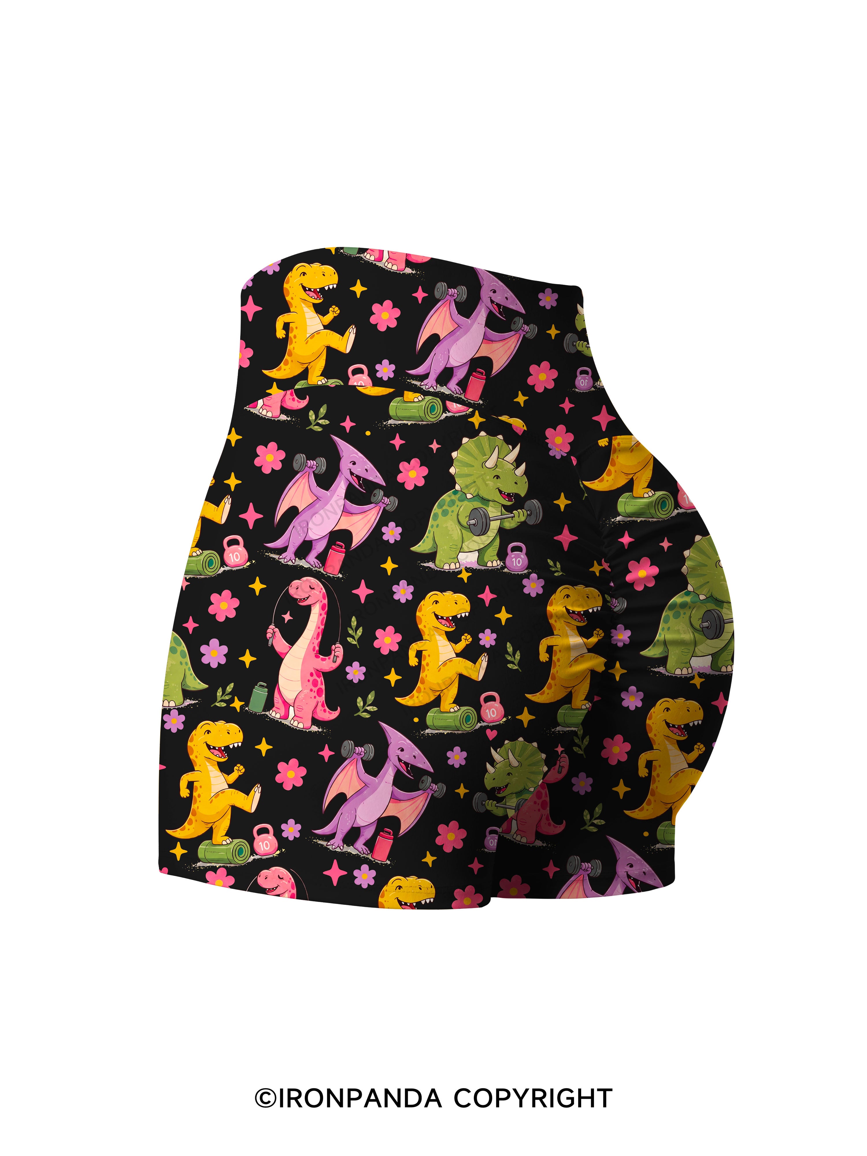DINOSAURS DIDN'T EXERCISE. WE ALL SAW HOW THAT ENDED Printed Yoga Shorts