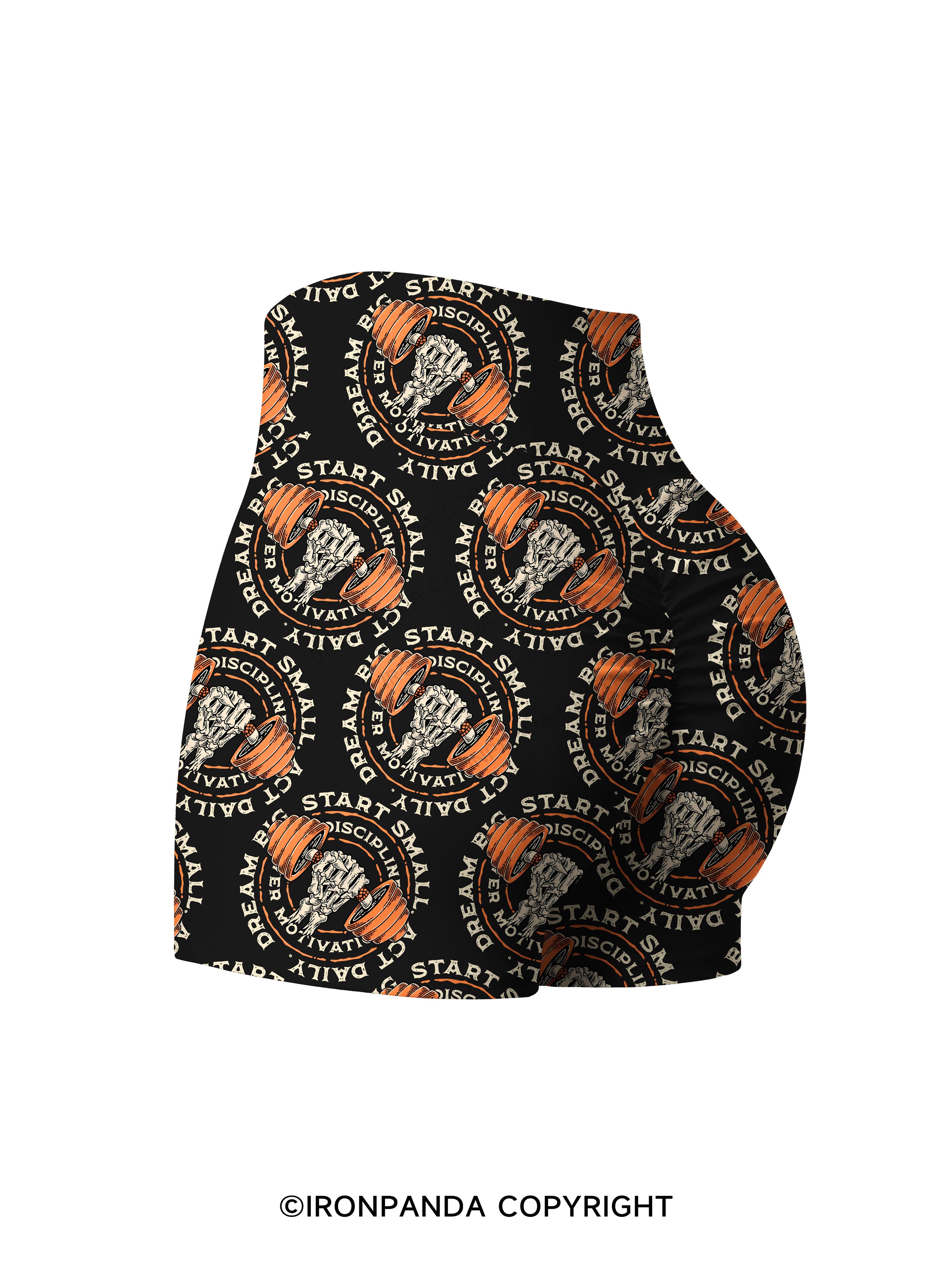 DREAM BIG START SMALL ACT DAILY DISCIPLINE OVER MOTIVATION Printed Yoga Shorts