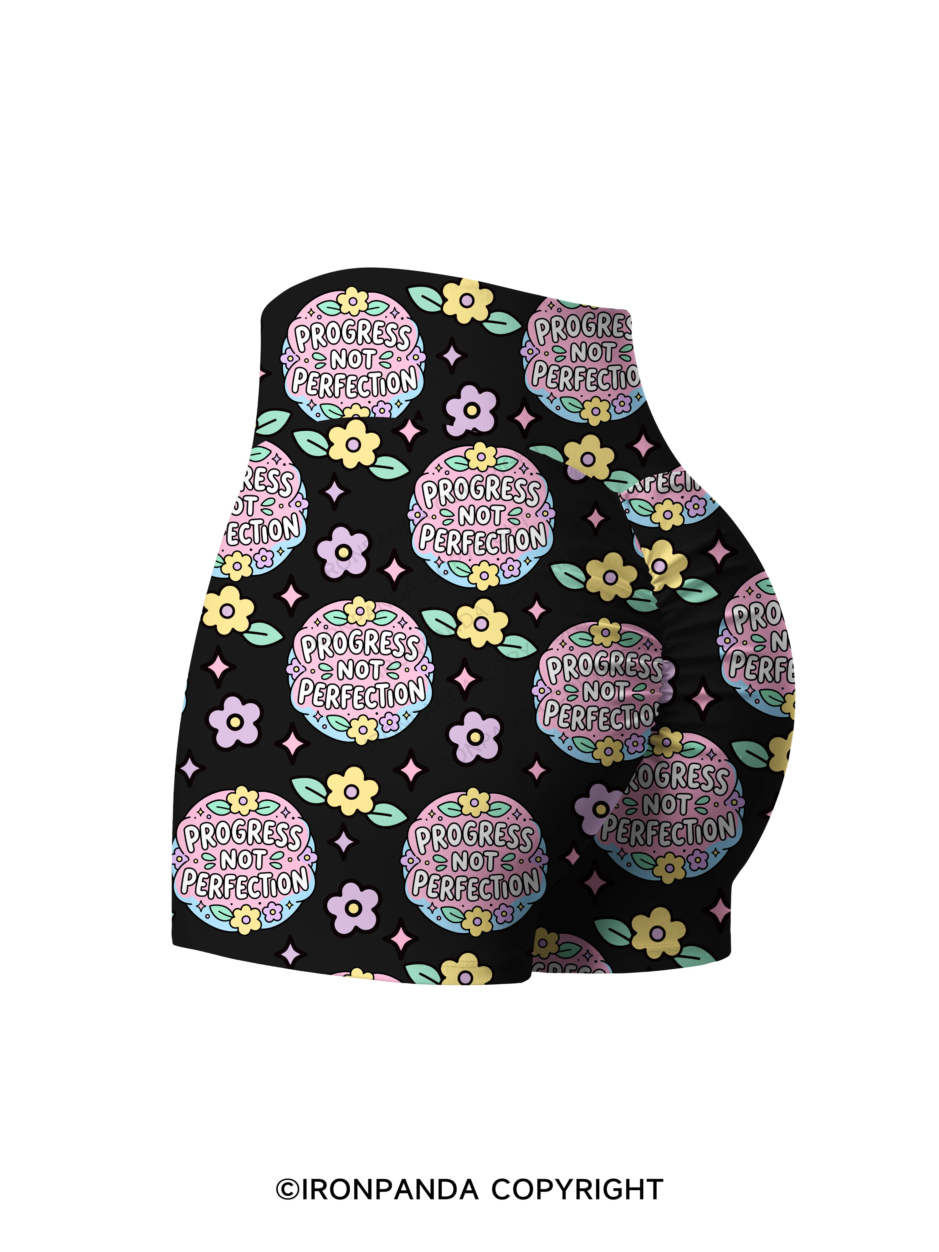 PROGRESS NOT PERFECTION Printed Yoga Shorts