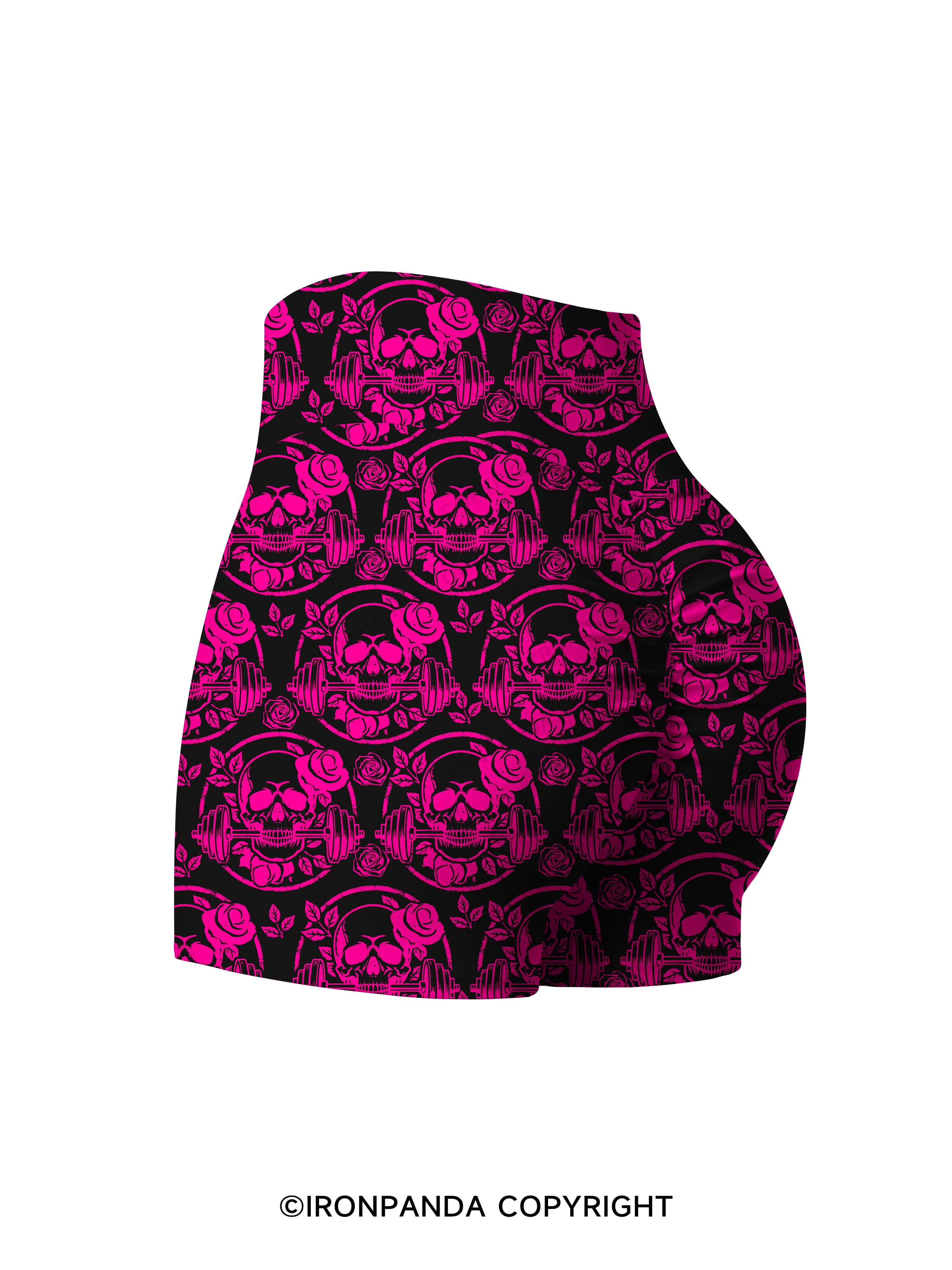 DEADLY BLOSSOM SKELETON Printed Yoga Shorts