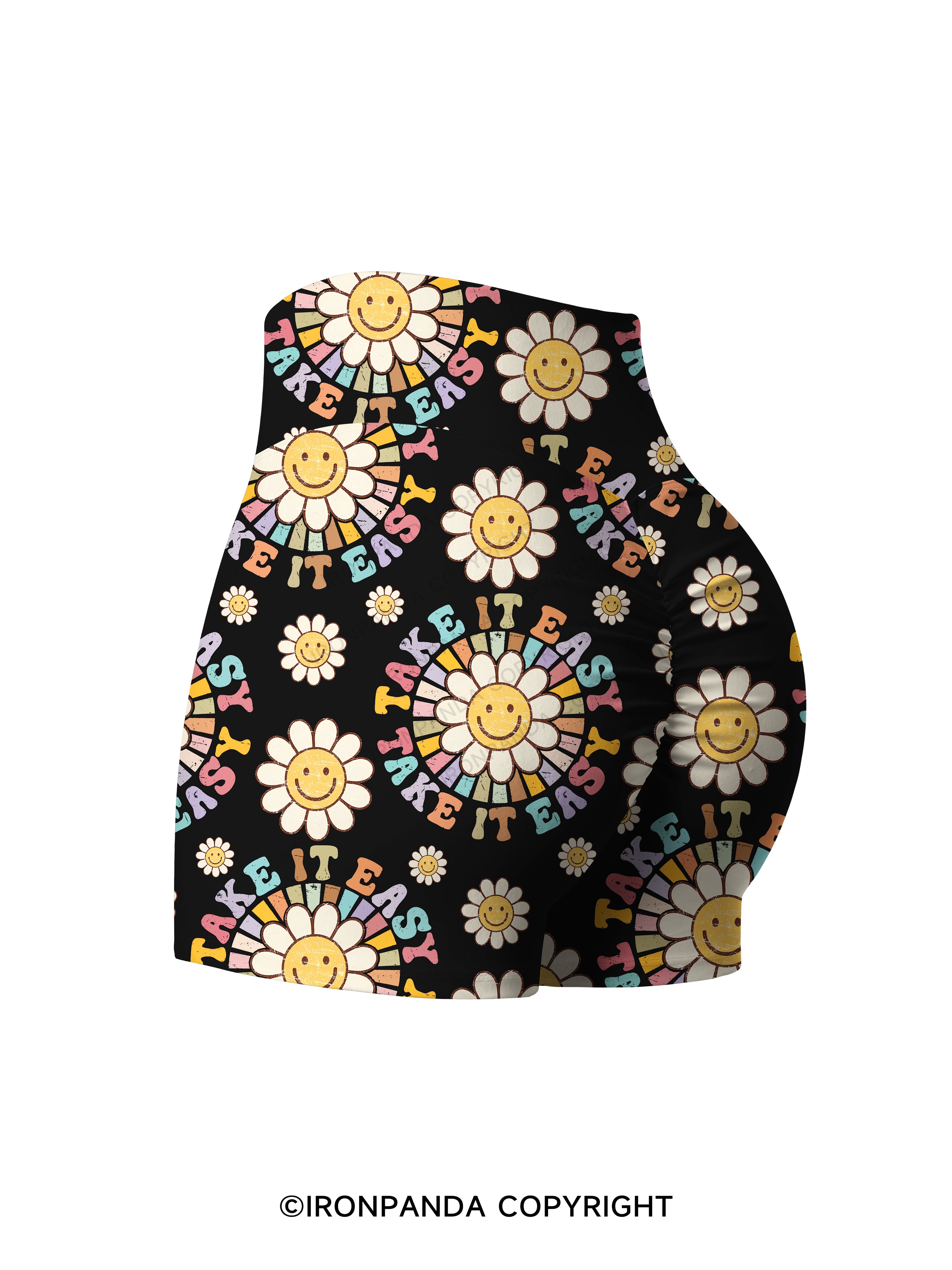 TAKE IT EASY Printed Yoga Shorts