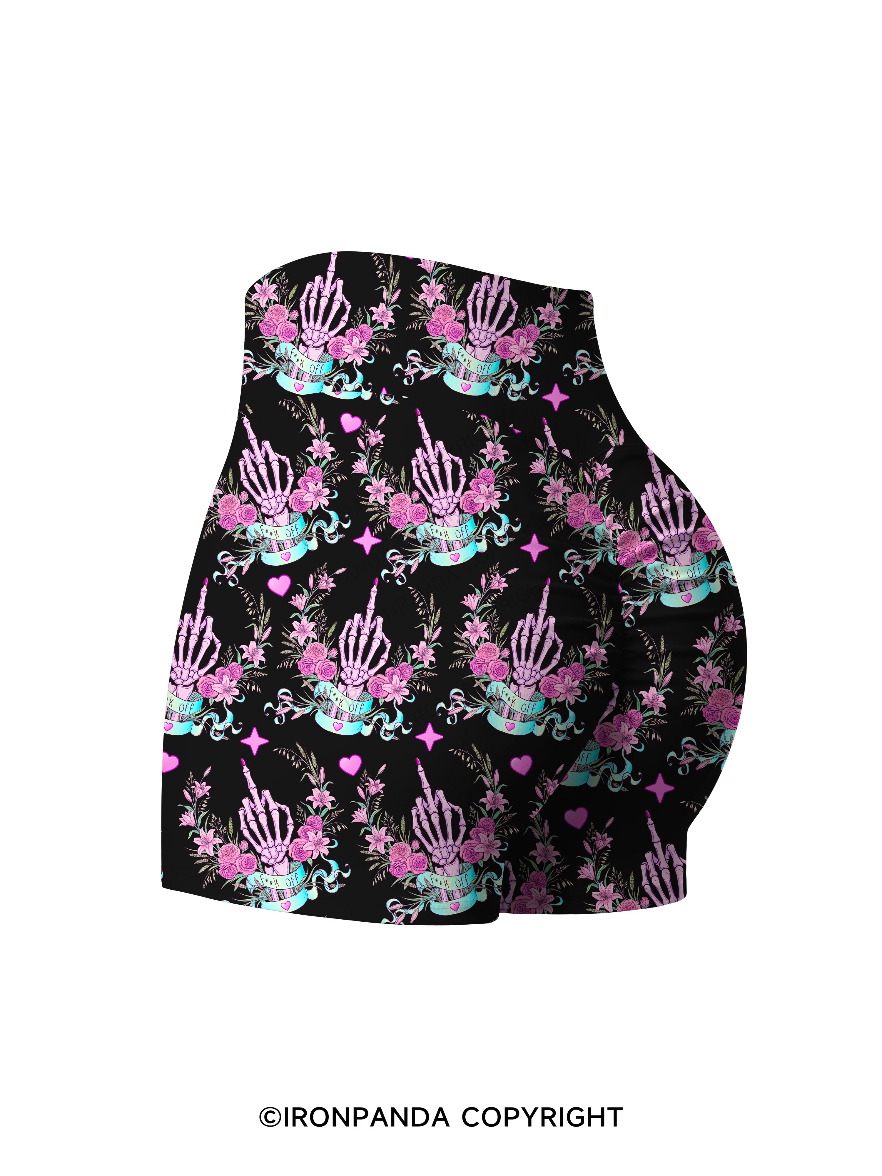 fuck off Printed Yoga Shorts
