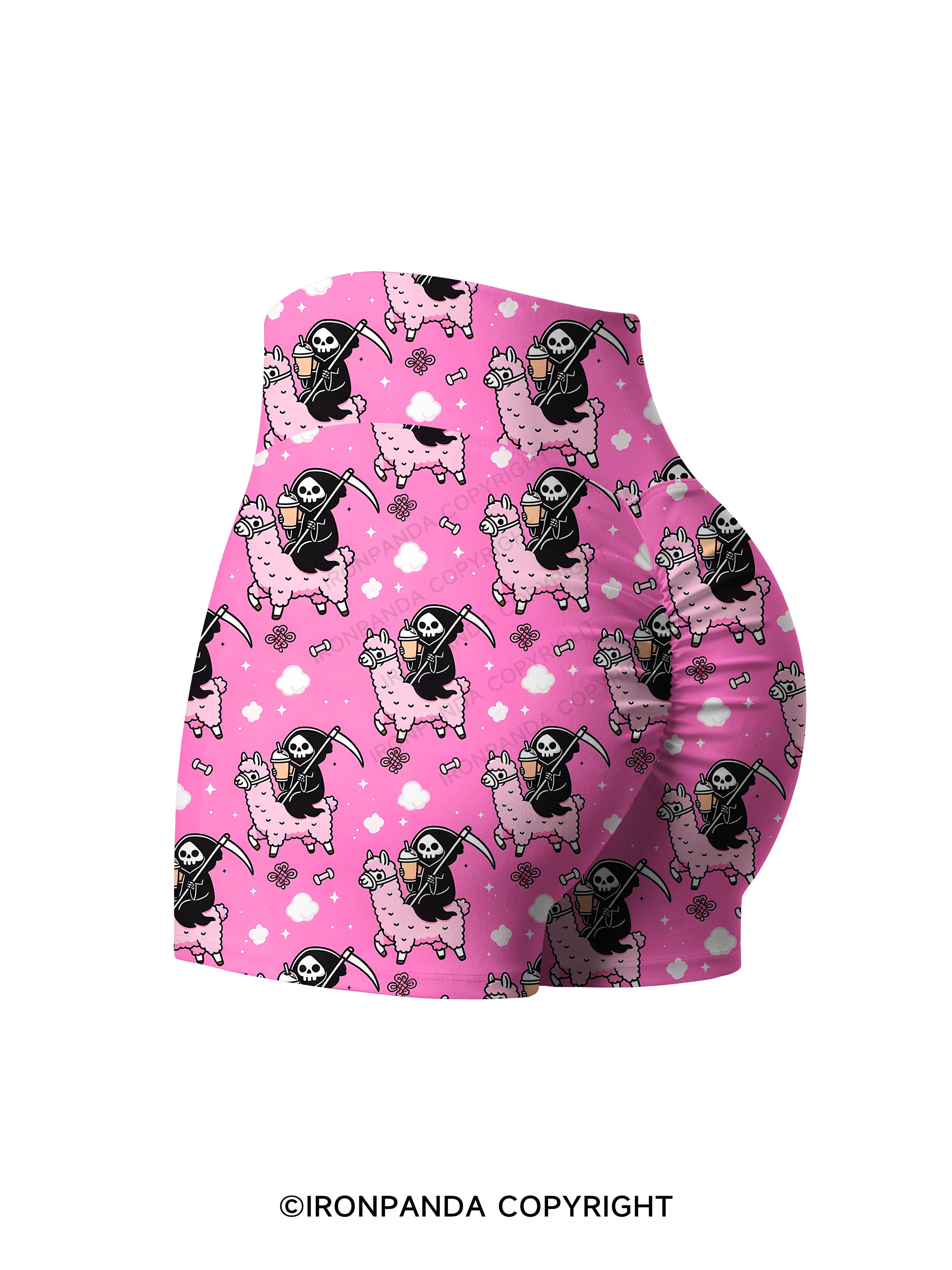 Spooky Cute Alpaca Gym Printed Yoga Shorts
