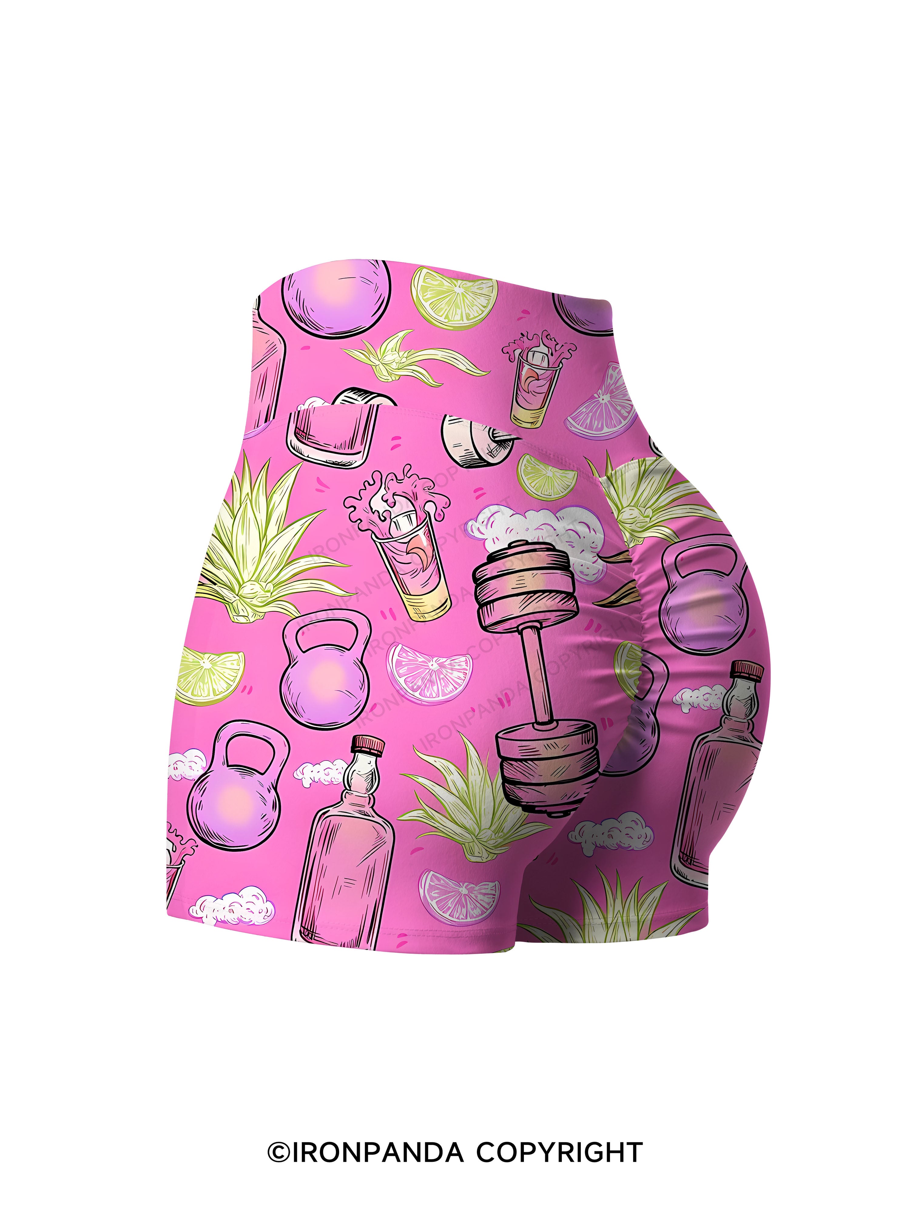Pink Margarita Printed Yoga Shorts