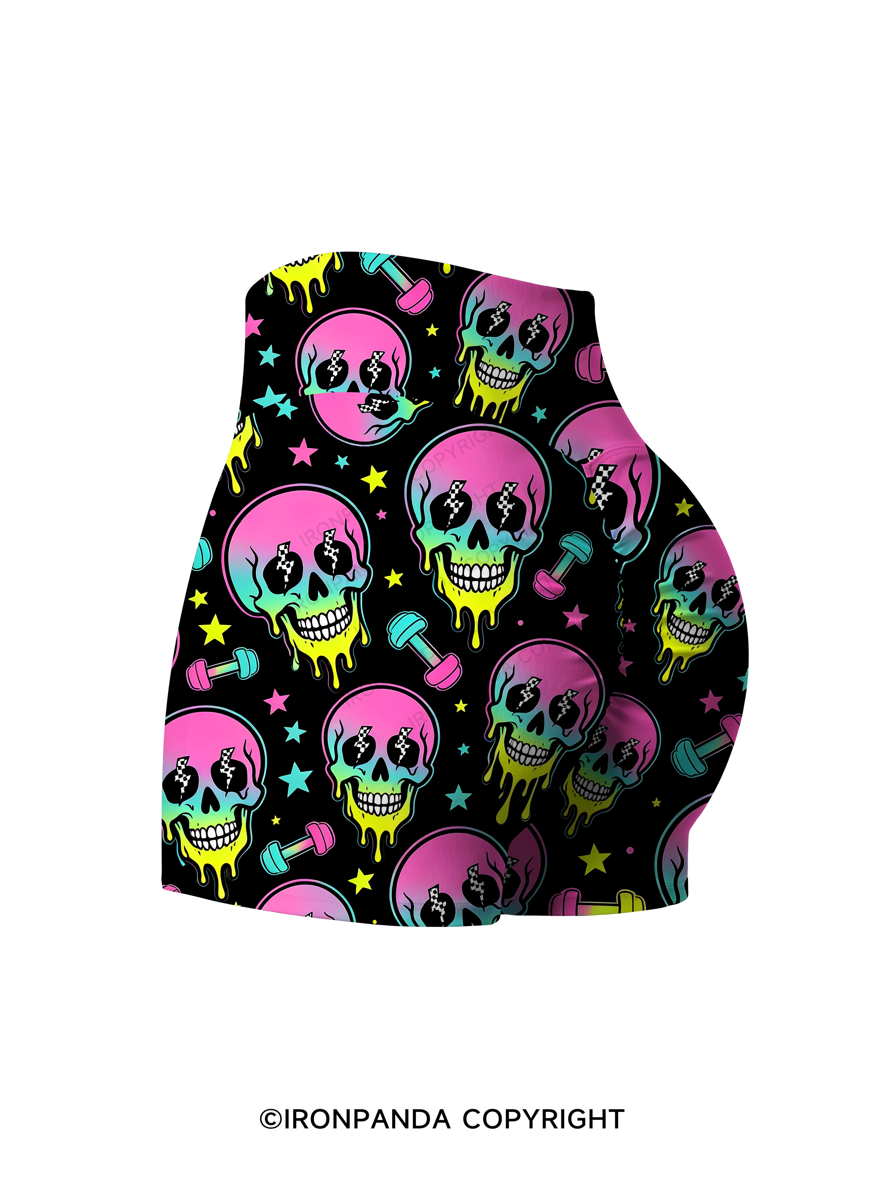Skull Gym Gains Printed Yoga Shorts