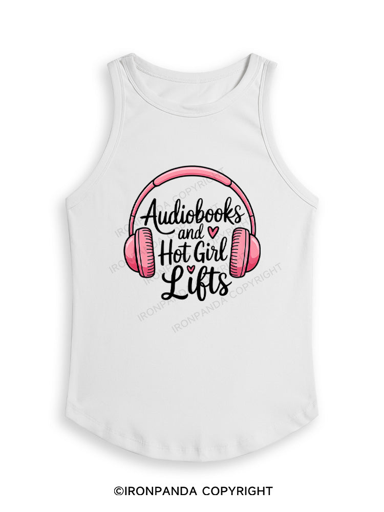 AUDIOBOOKS AND HOT GIRL LIFTS Fitted Tank Top