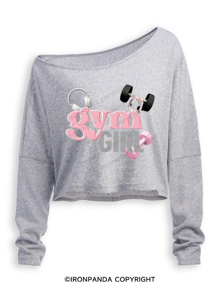 GYM GIRL Off Shoulder Long Sleeve Crop Top