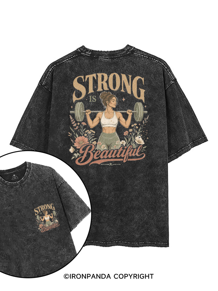 STRONG IS BEAUTIFUL STRONG VIBES printed Gym Shirt