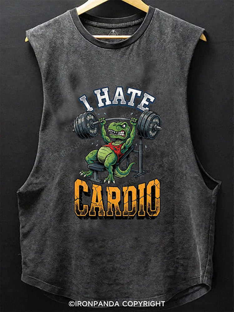 Funny T-Rex I Hate Cardio Scoop Bottom Cotton Tank