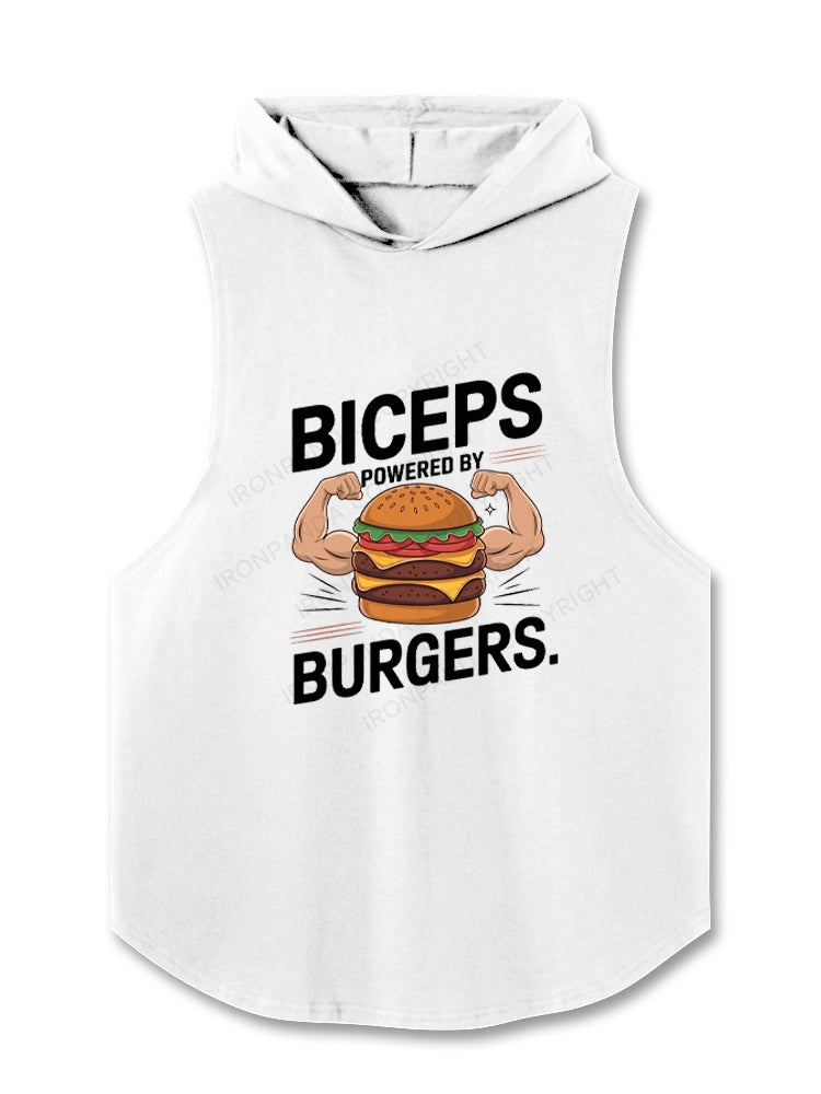 Biceps Powered By Burgers Hooded Tank