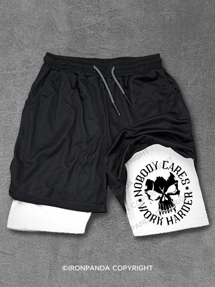 Nobody Cares Work Harder Skull Performance Training Shorts
