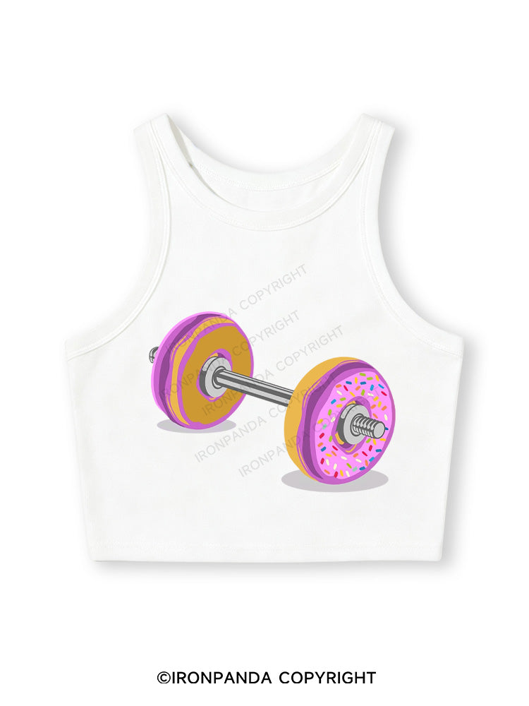 DONUT BARBELL Fitted Crop Tank Top