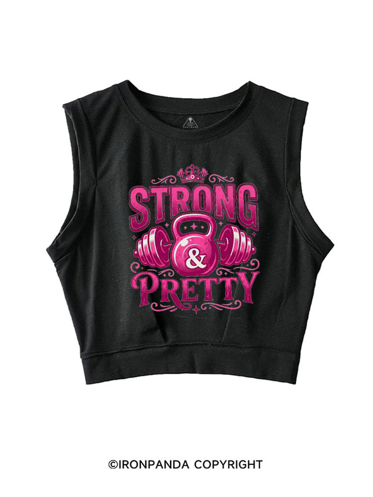 STRONG & PRETTY STRONG VIBES SLEEVELESS CROP TOPS
