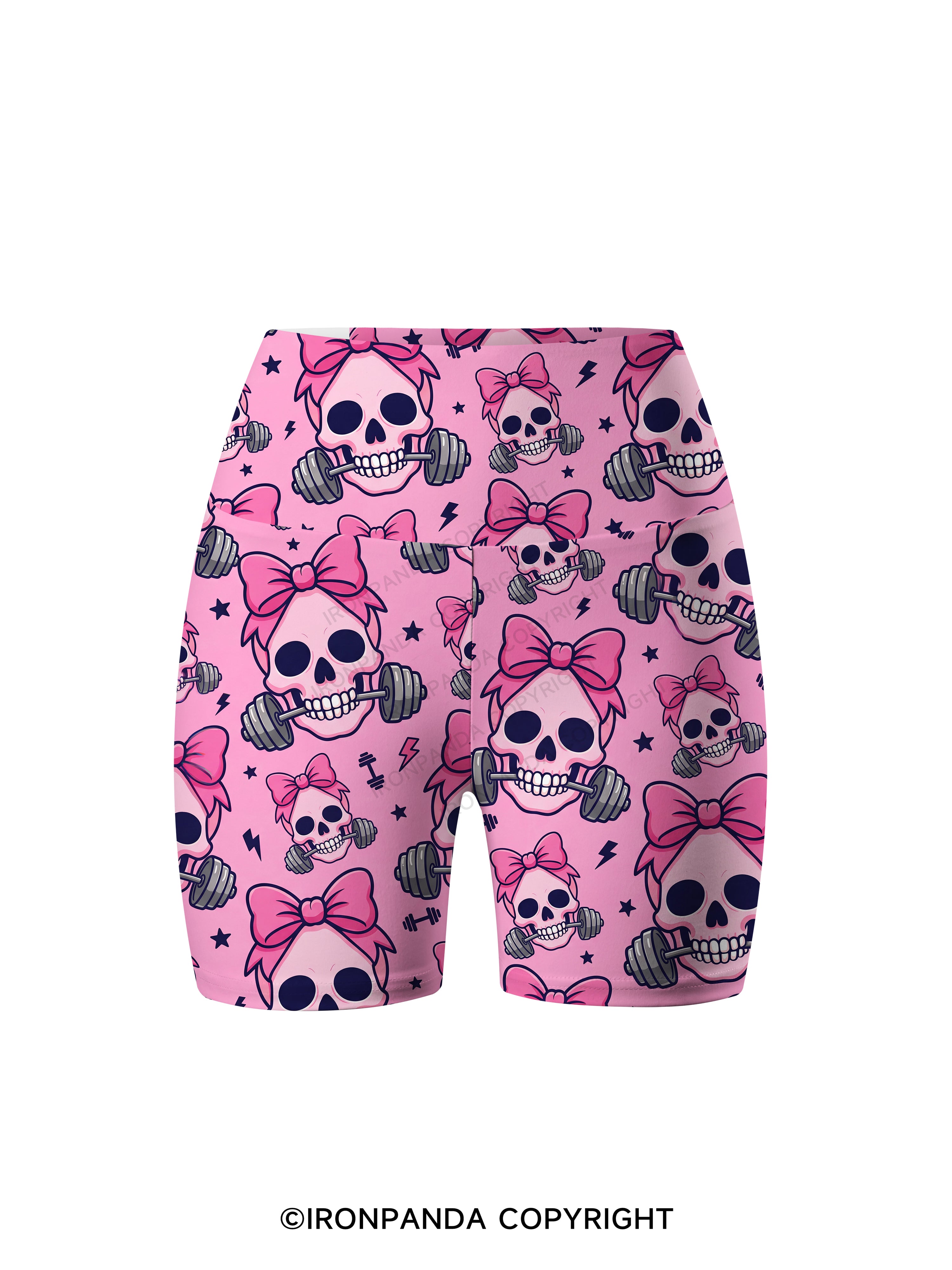 Girly Gym Skull Printed Yoga Cycling Shorts