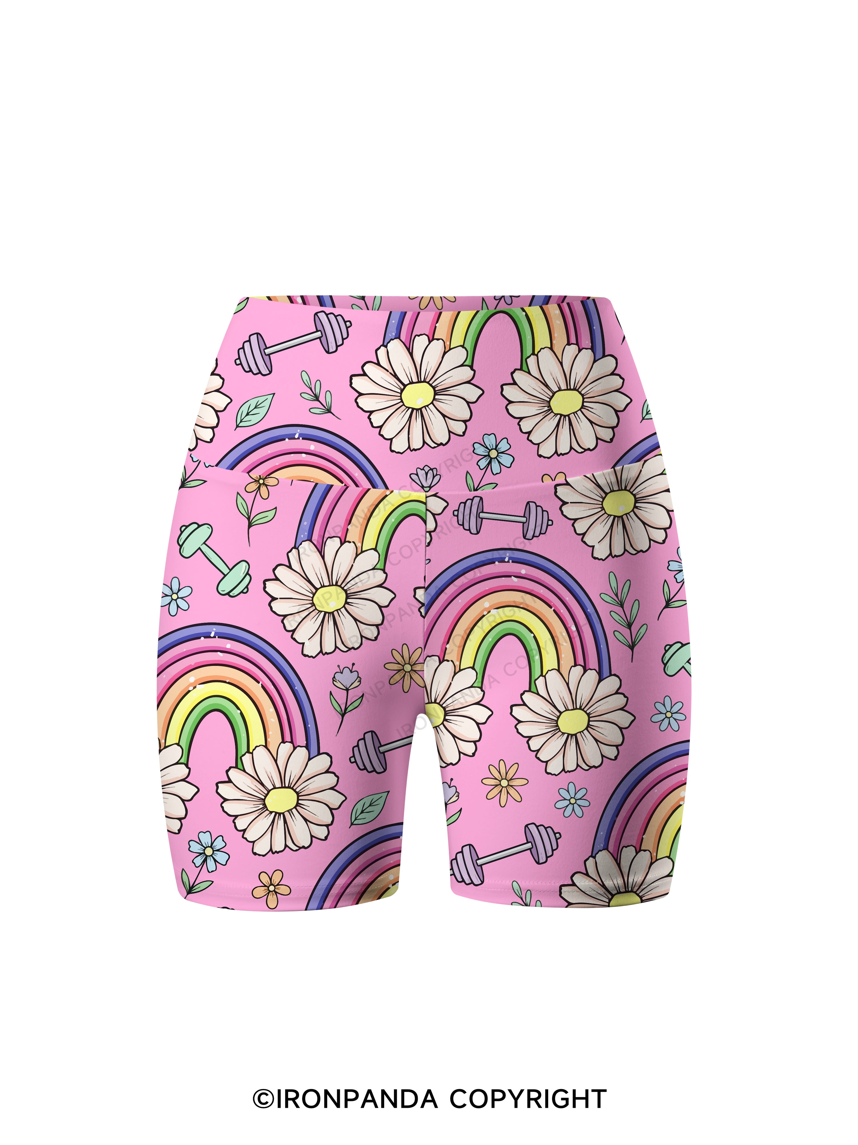 Daisy Rainbow Lifts Printed Yoga Cycling Shorts