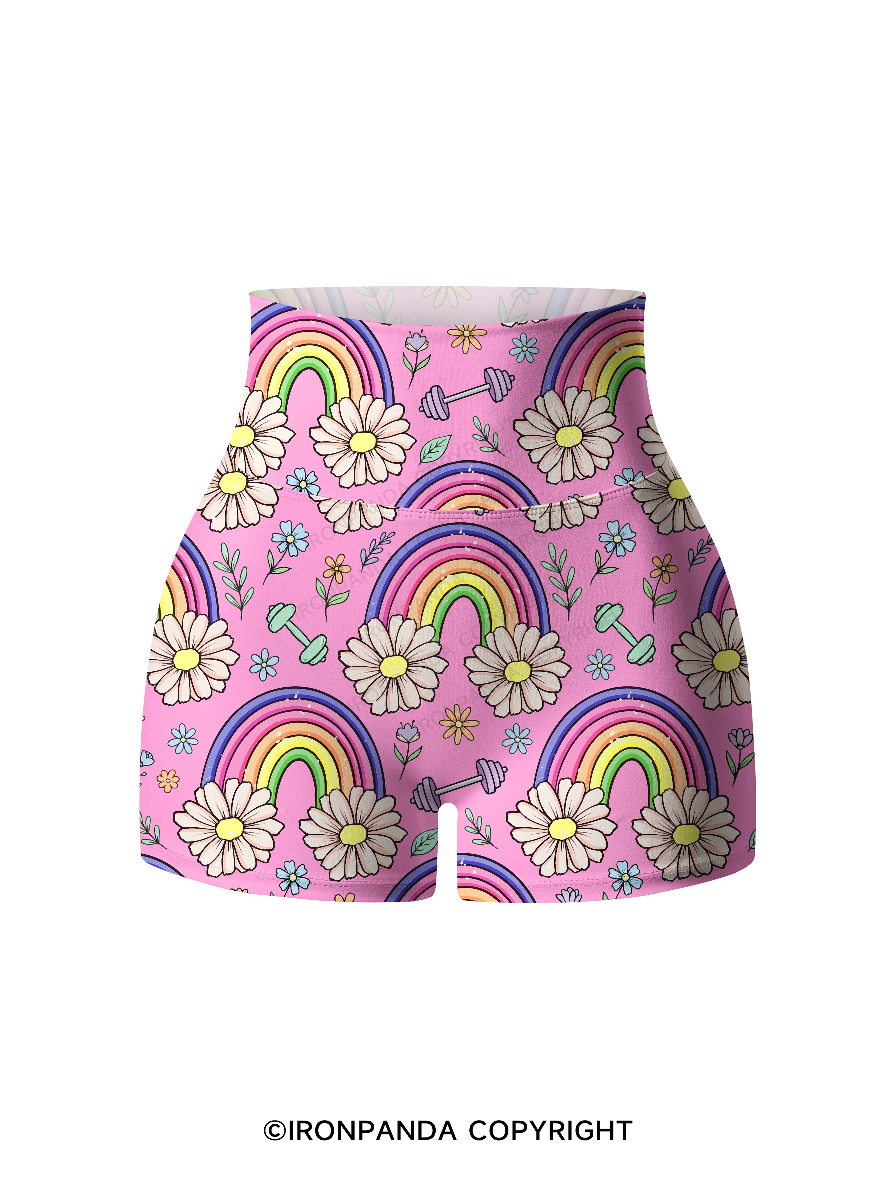 Daisy Rainbow Lifts Printed Yoga Shorts