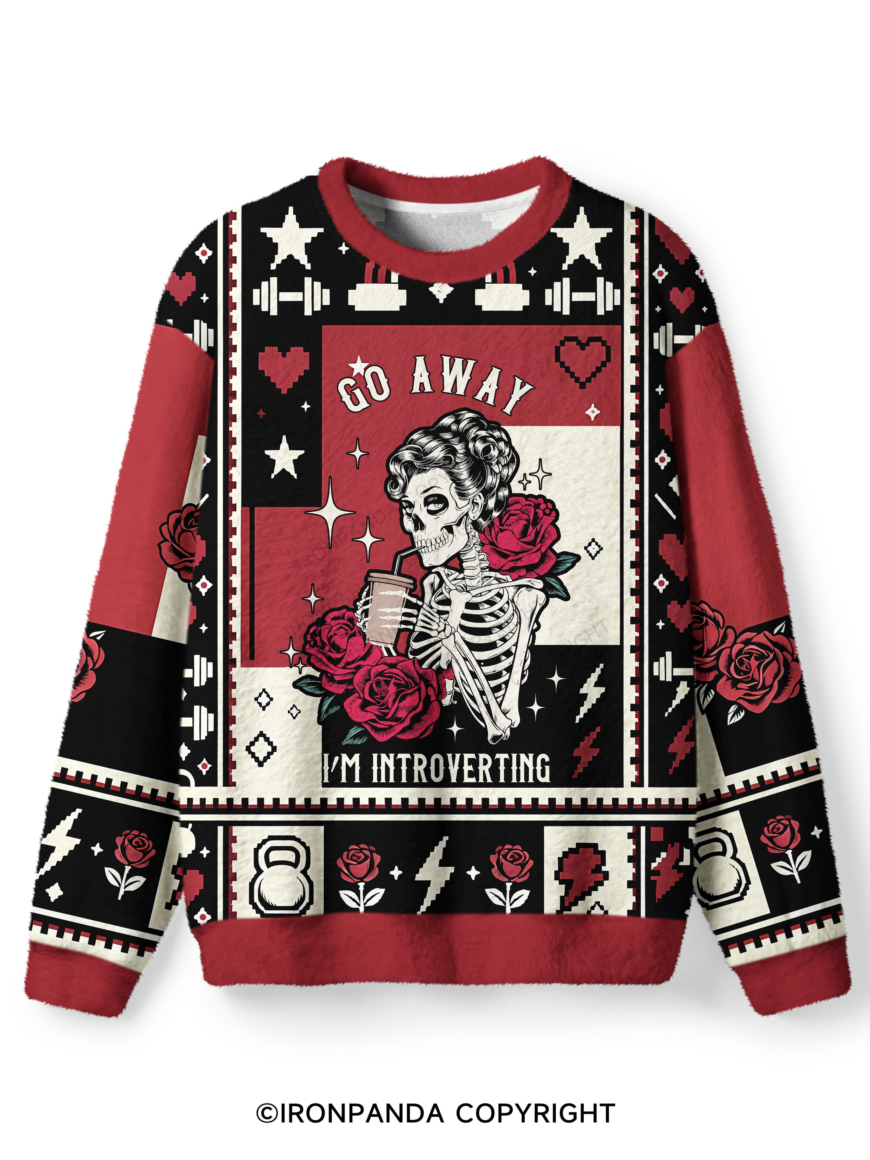GO AWAY I'M INTROVERTING Ugly Fuzzy Fleece Sweater
