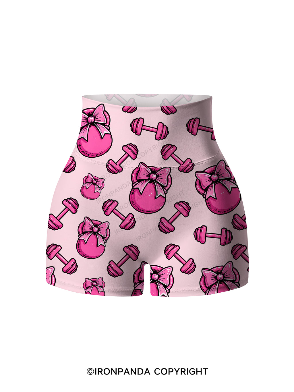 Pink Bow Gym Printed Yoga Shorts