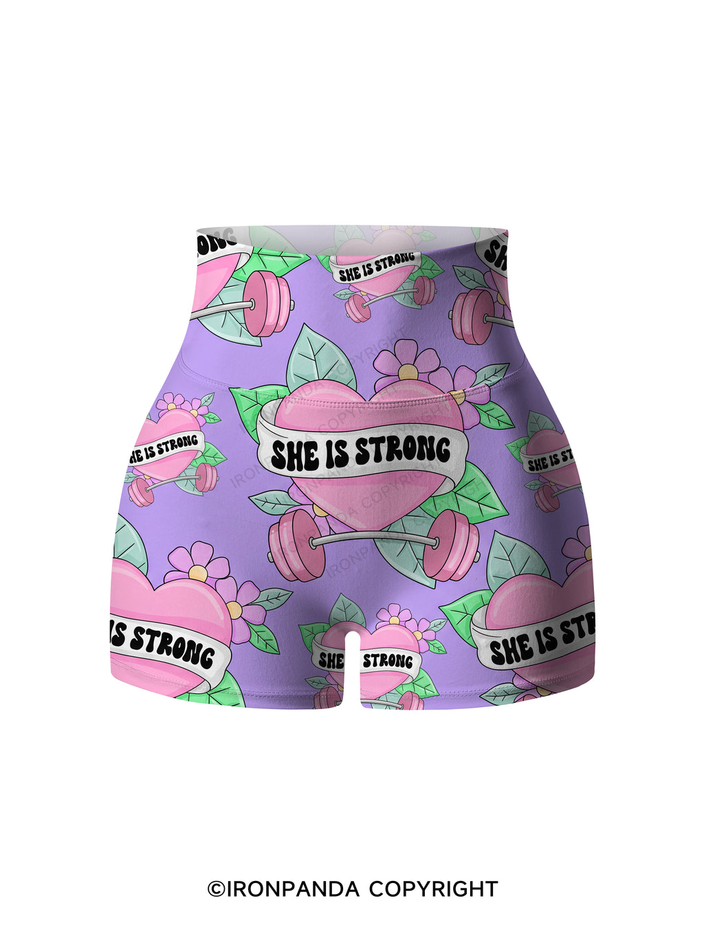she is strong Printed Yoga Shorts