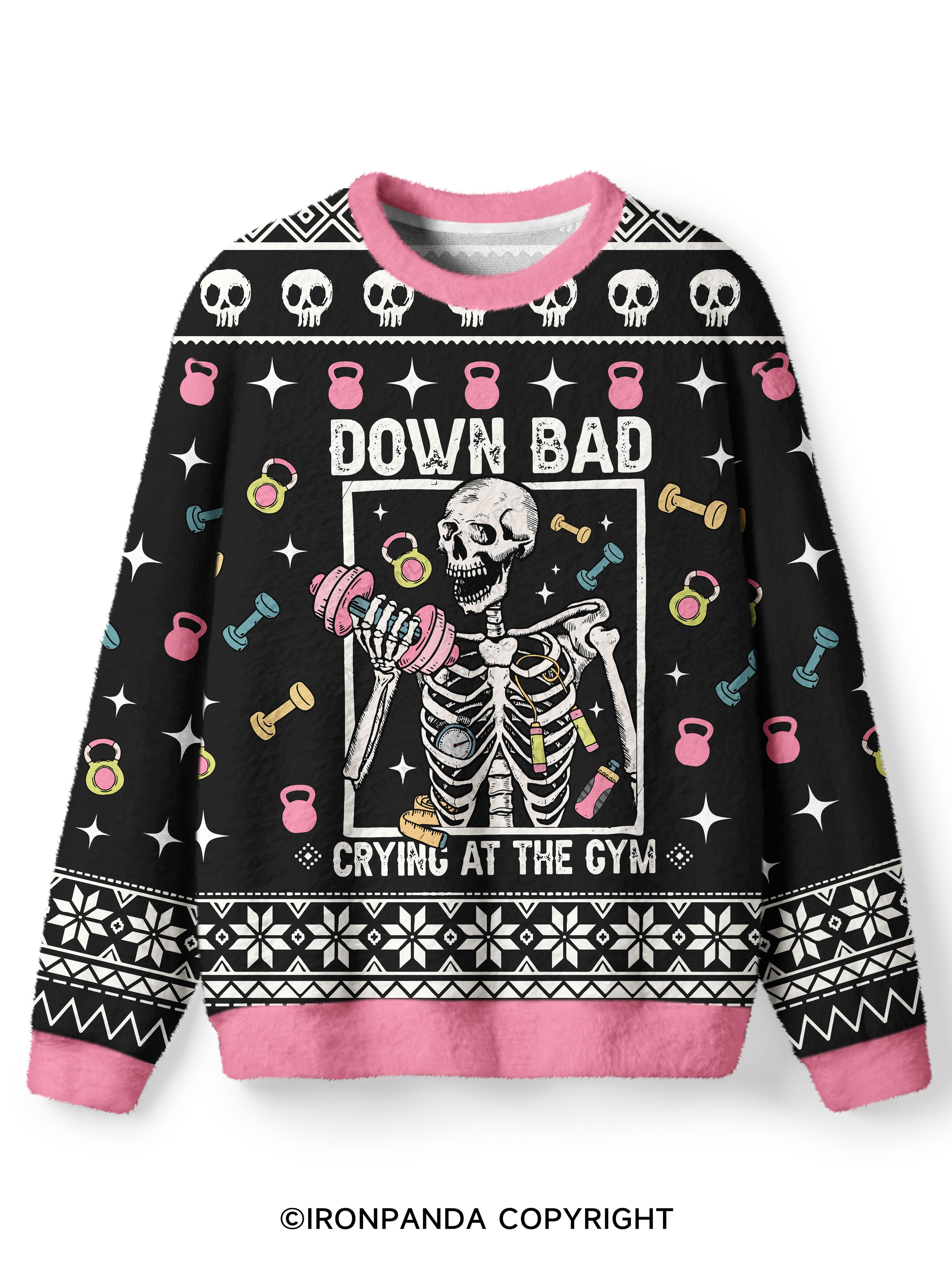 Down Bad Crying At The Gym Ugly Fuzzy Fleece Sweater